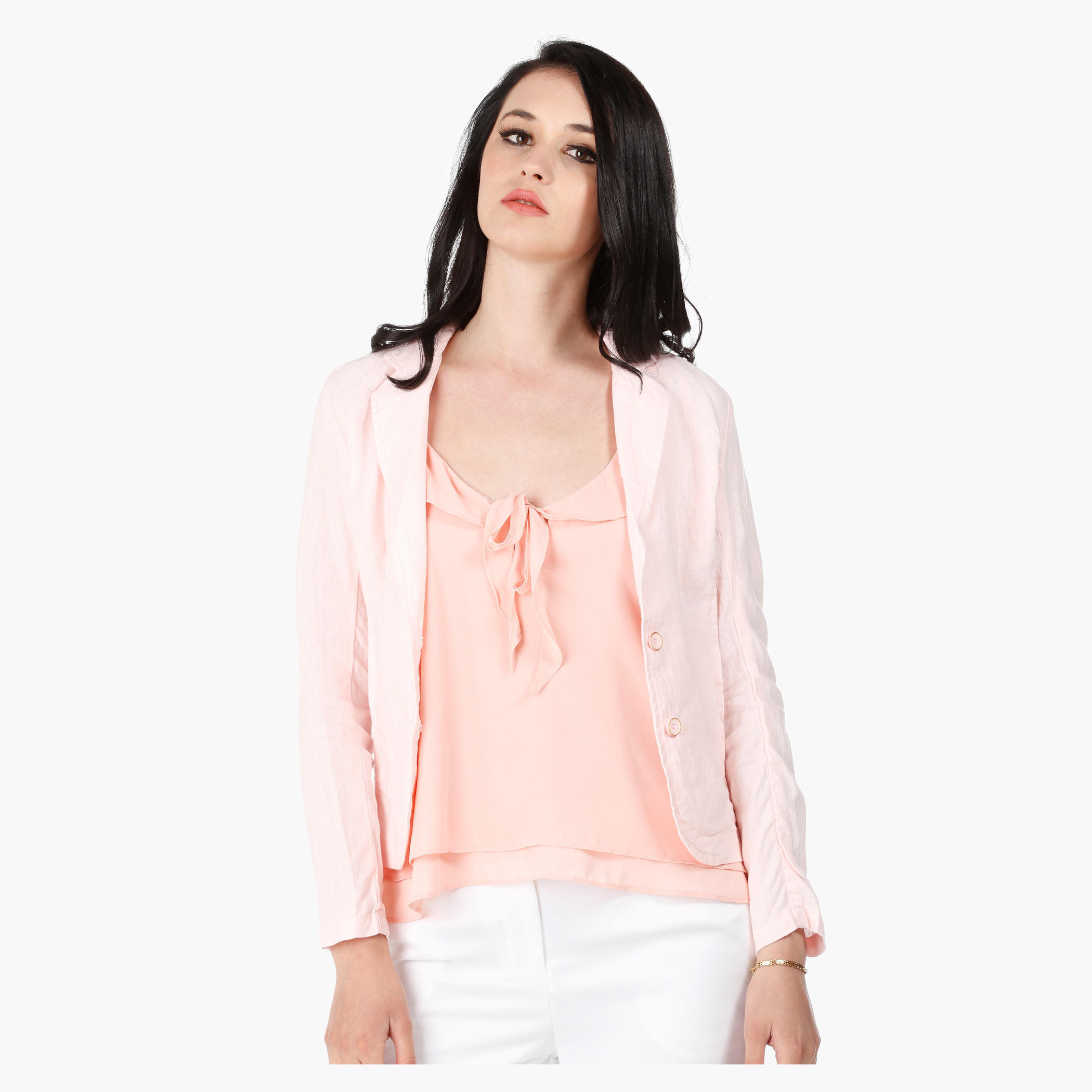 Linen Jacket with Notch Lapel and Long Sleeves in Regular Fit-women-clothing-coatsandjackets-blazers-image-11