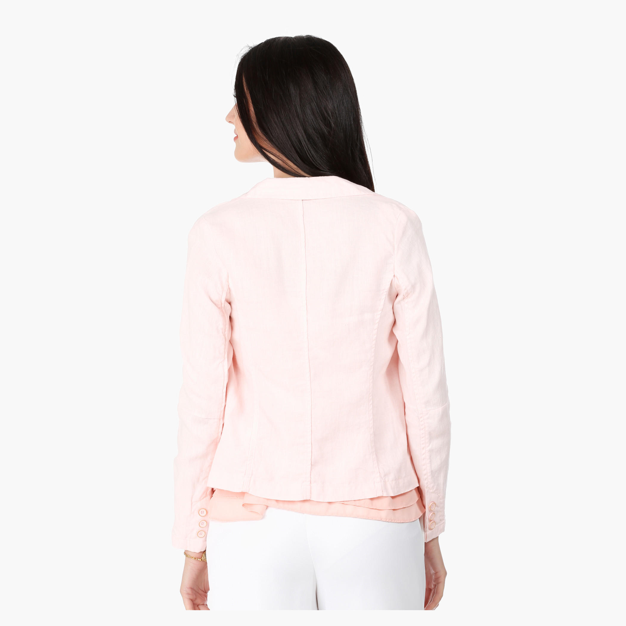 Linen Jacket with Notch Lapel and Long Sleeves in Regular Fit-women-clothing-coatsandjackets-blazers-image-12