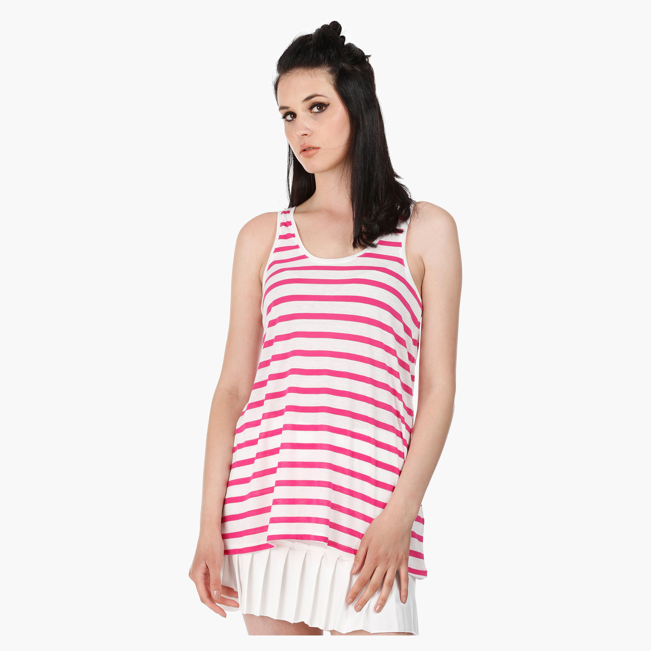 Sleeveless Top with Round Neck in Regular Fit-women-clothing-tshirts-image-1