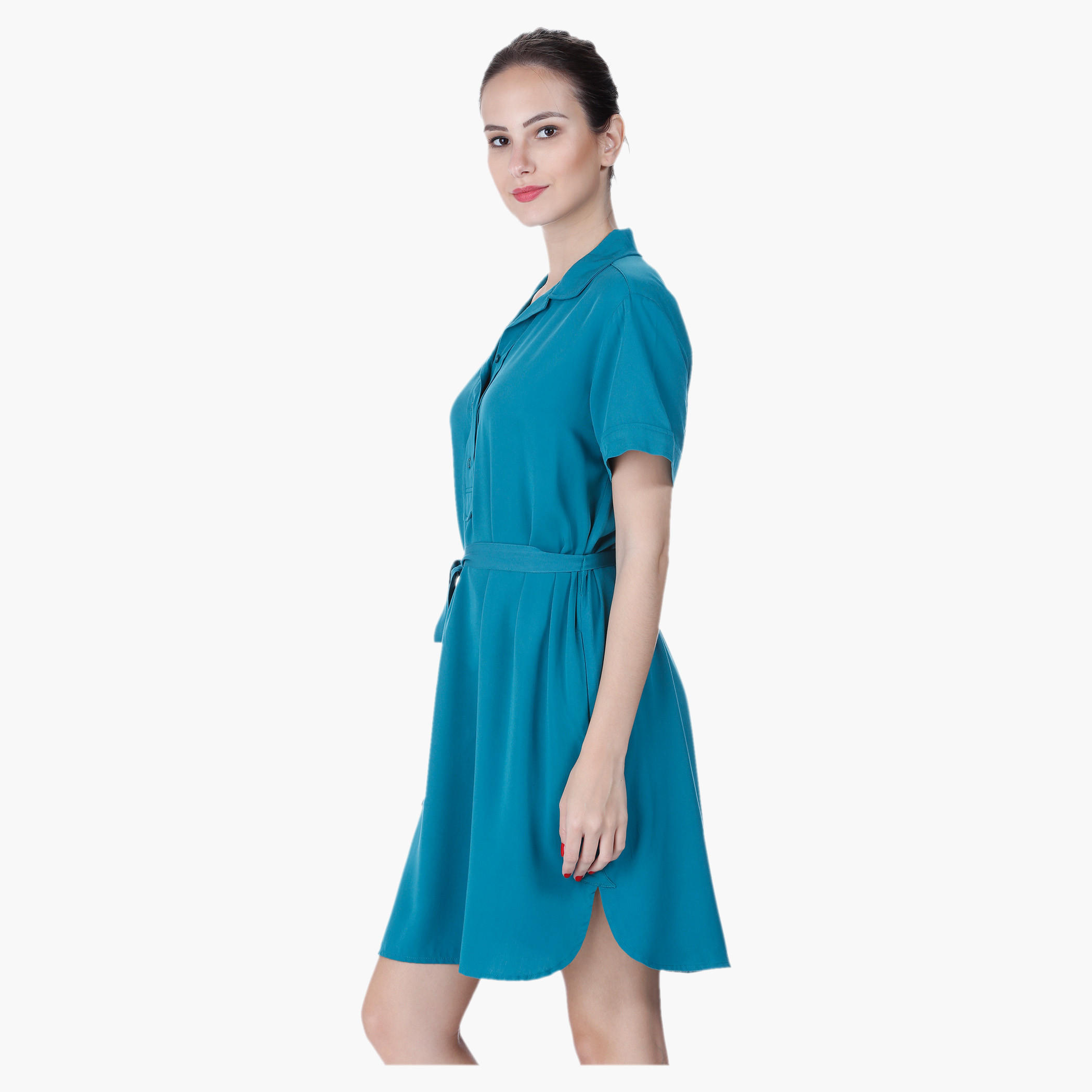 Notch-collared Dress with Waist Belt-women-clothing-dresses-image-3