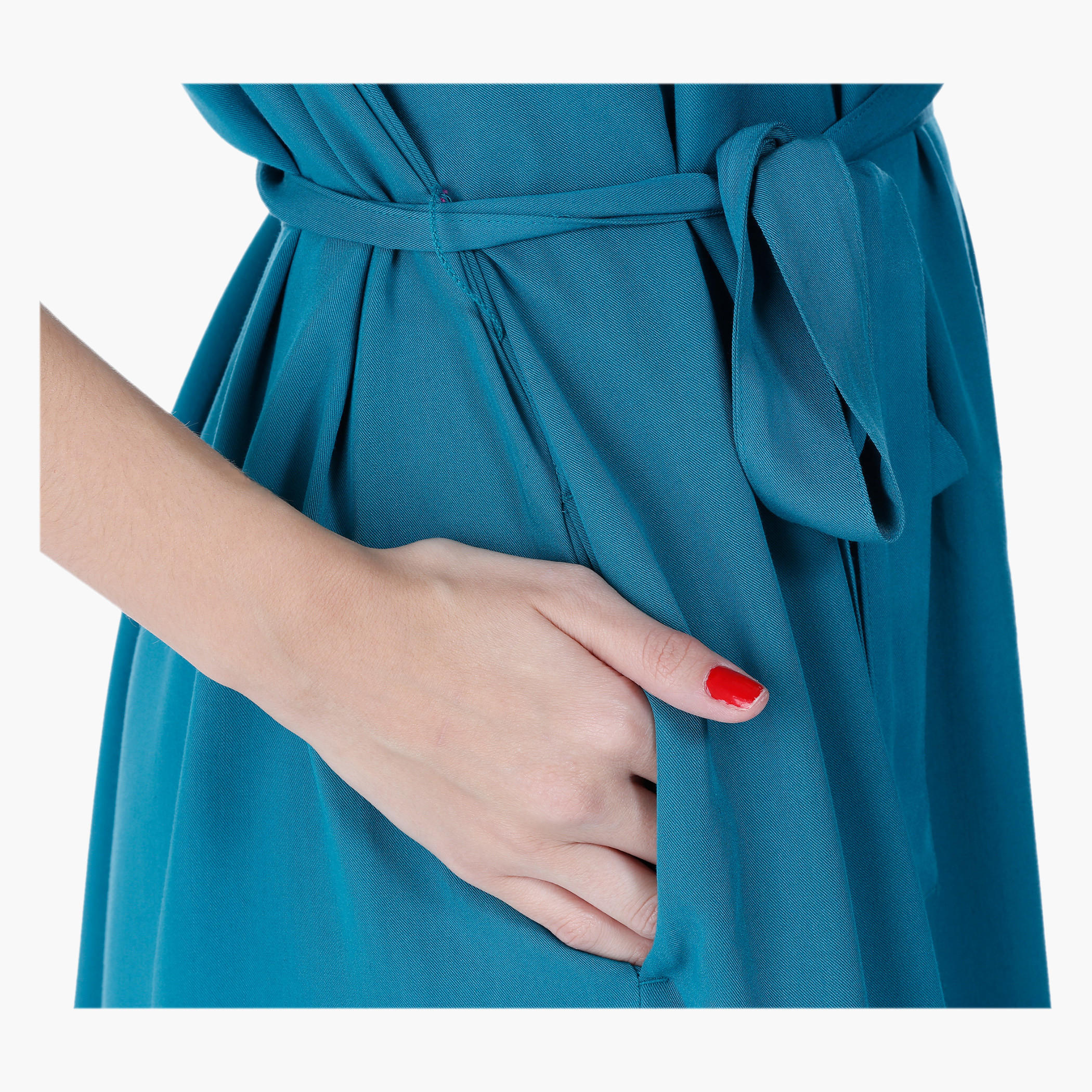 Notch-collared Dress with Waist Belt-women-clothing-dresses-image-4