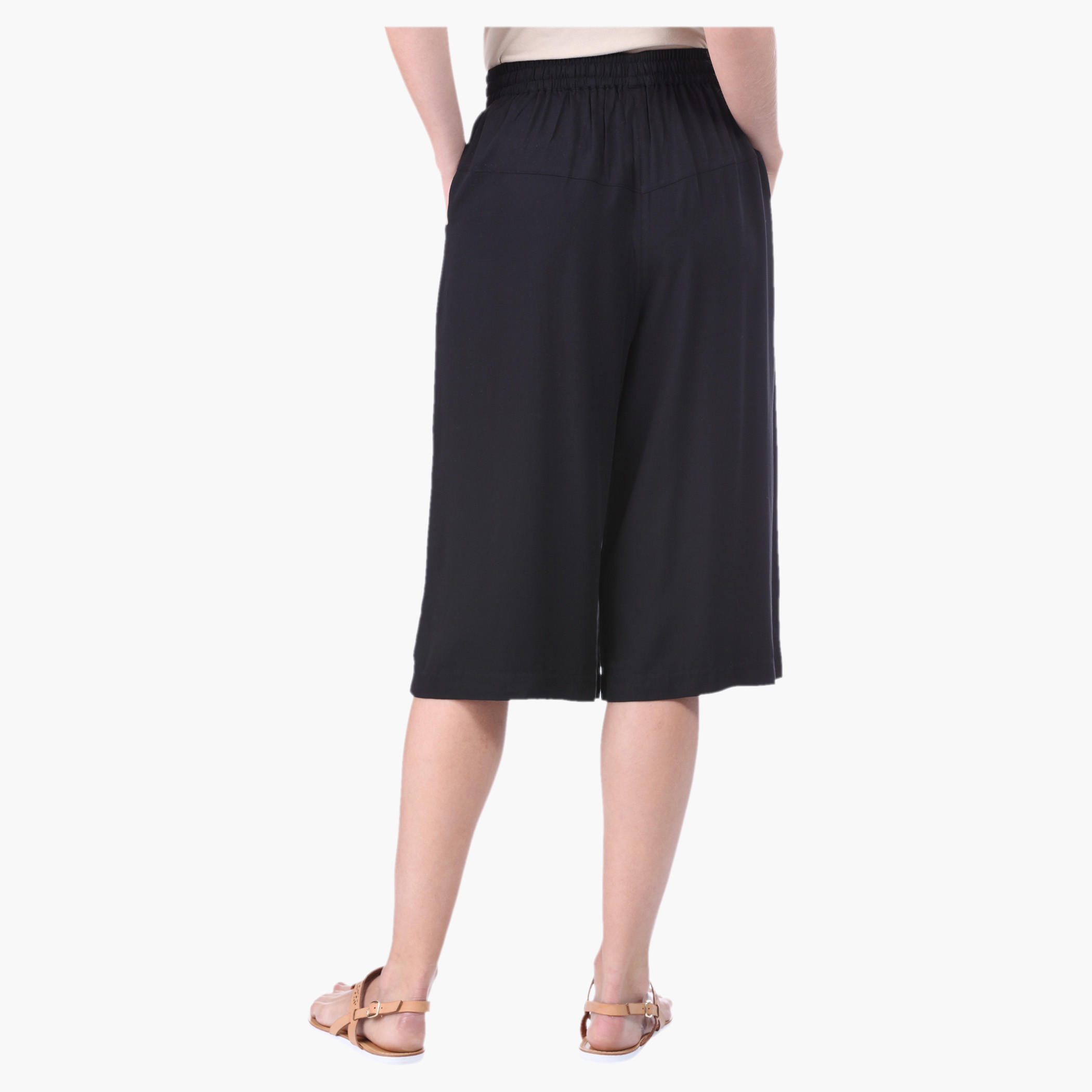 Solid Colour Culottes-women-clothing-bottoms-trousers-image-4