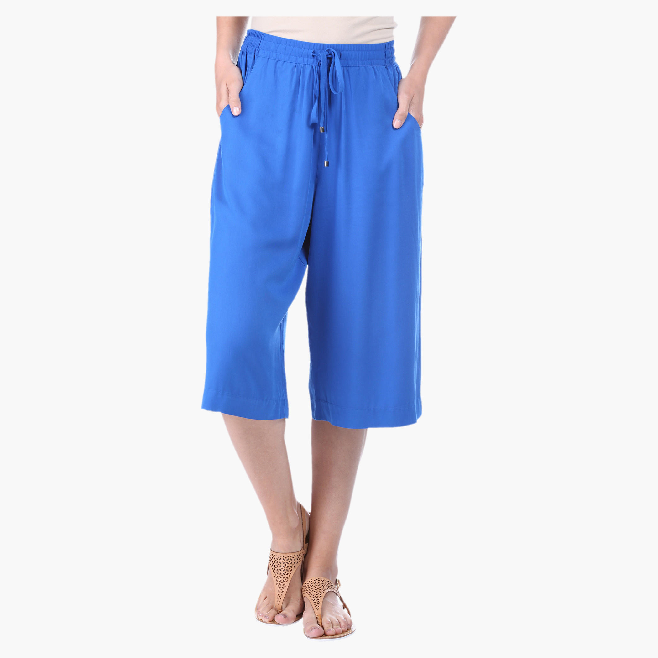 Solid Colour Culottes-women-clothing-bottoms-trousers-image-6