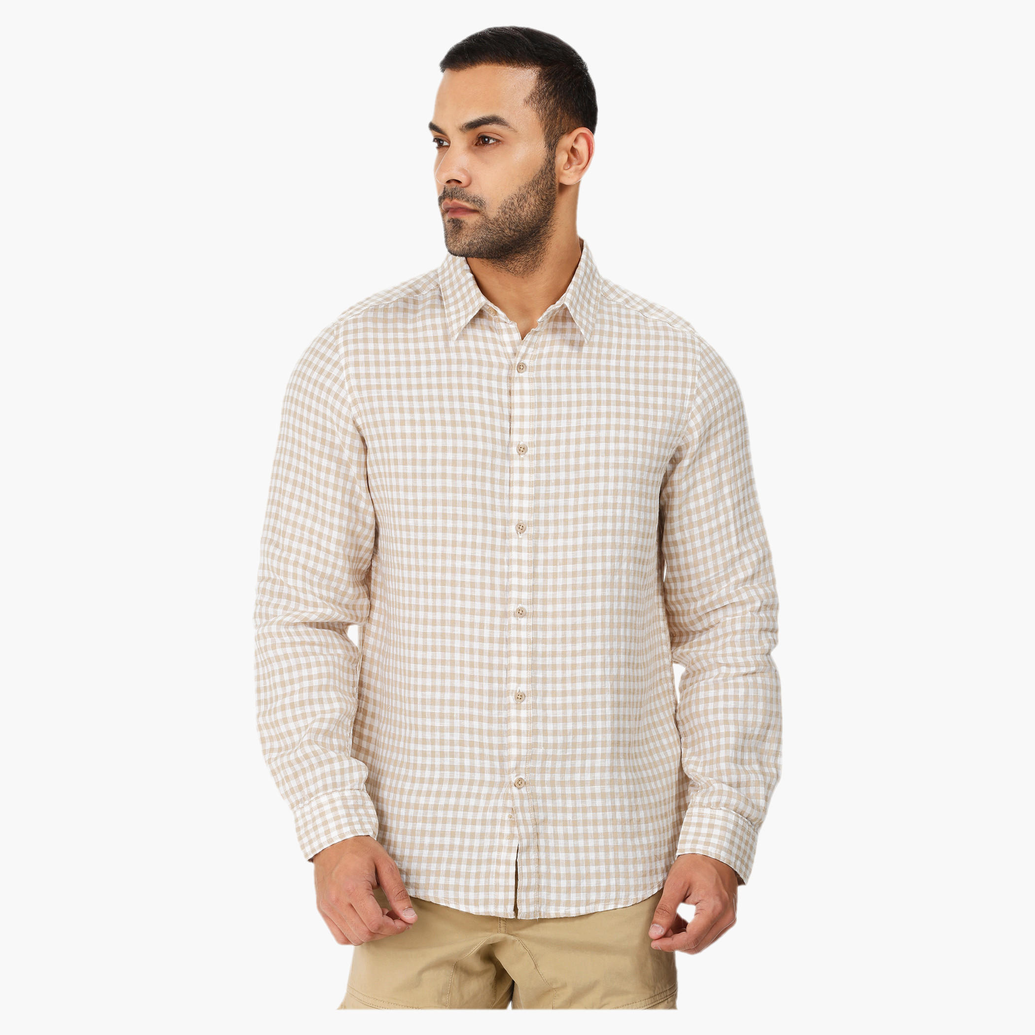 Gingham Long-sleeved Shirt-men-clothing-shirts-image-11