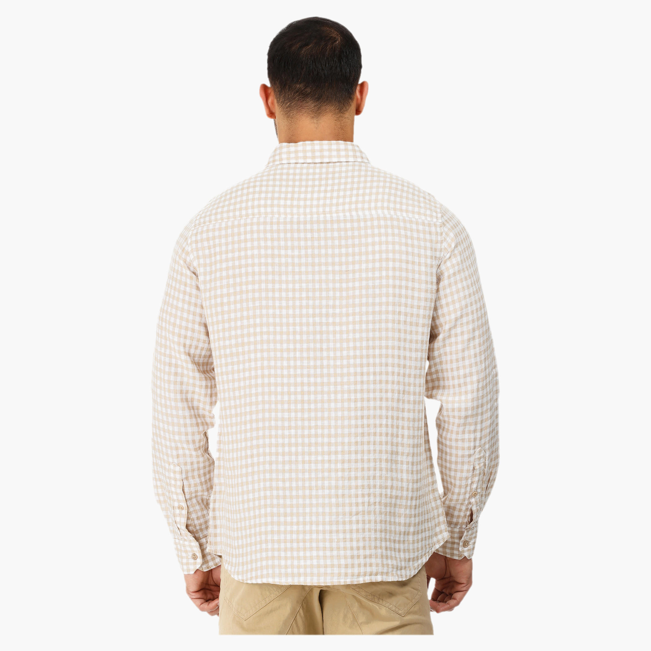 Gingham Long-sleeved Shirt-men-clothing-shirts-image-12