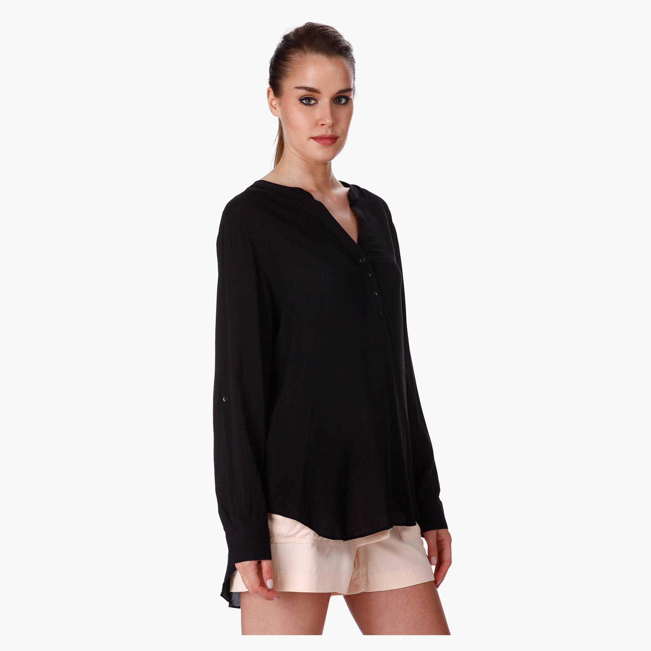 Woven Basic Blouse with Long Sleeves-women-clothing-shirtsandblouses-blouses-image-3