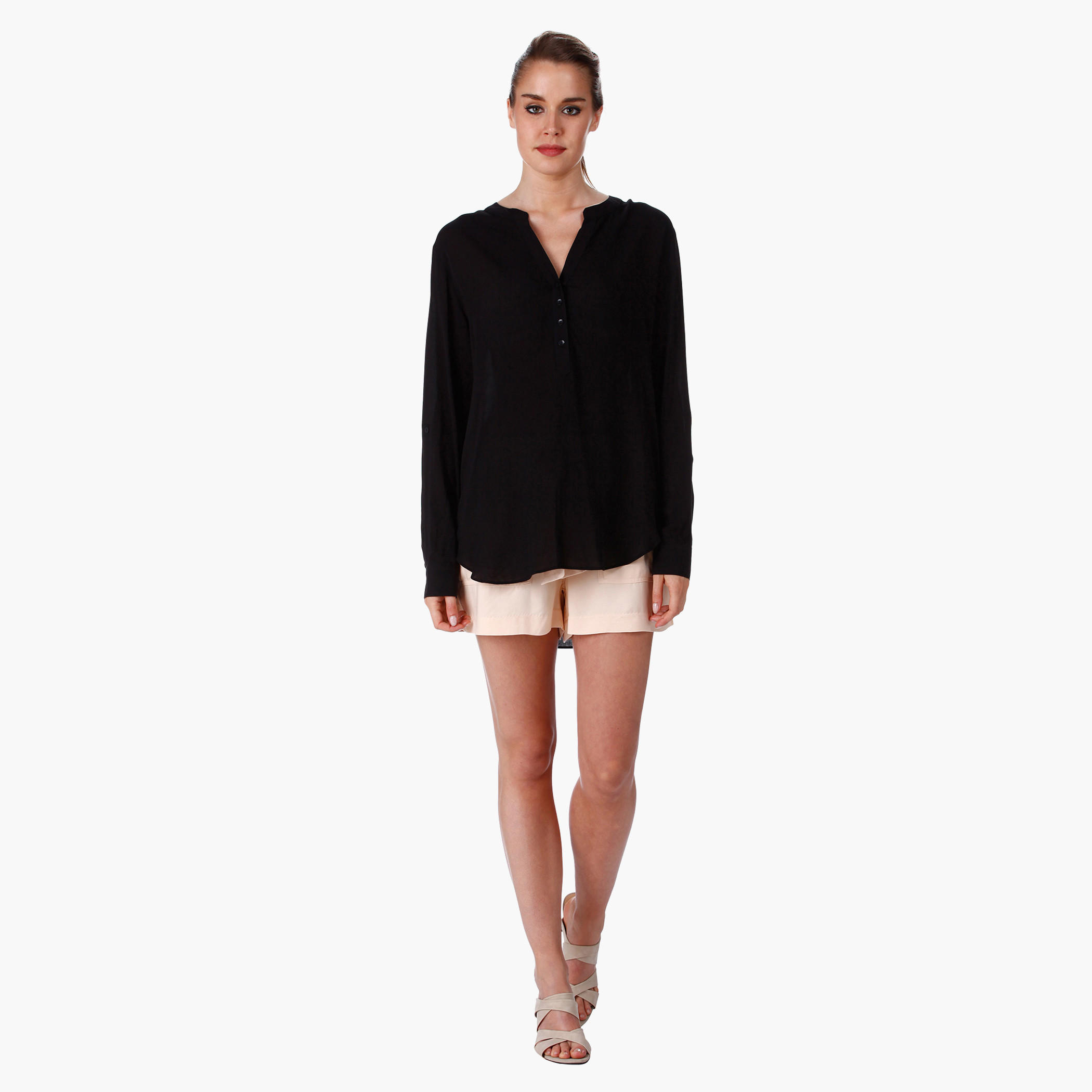 Woven Basic Blouse with Long Sleeves-women-clothing-shirtsandblouses-blouses-image-1