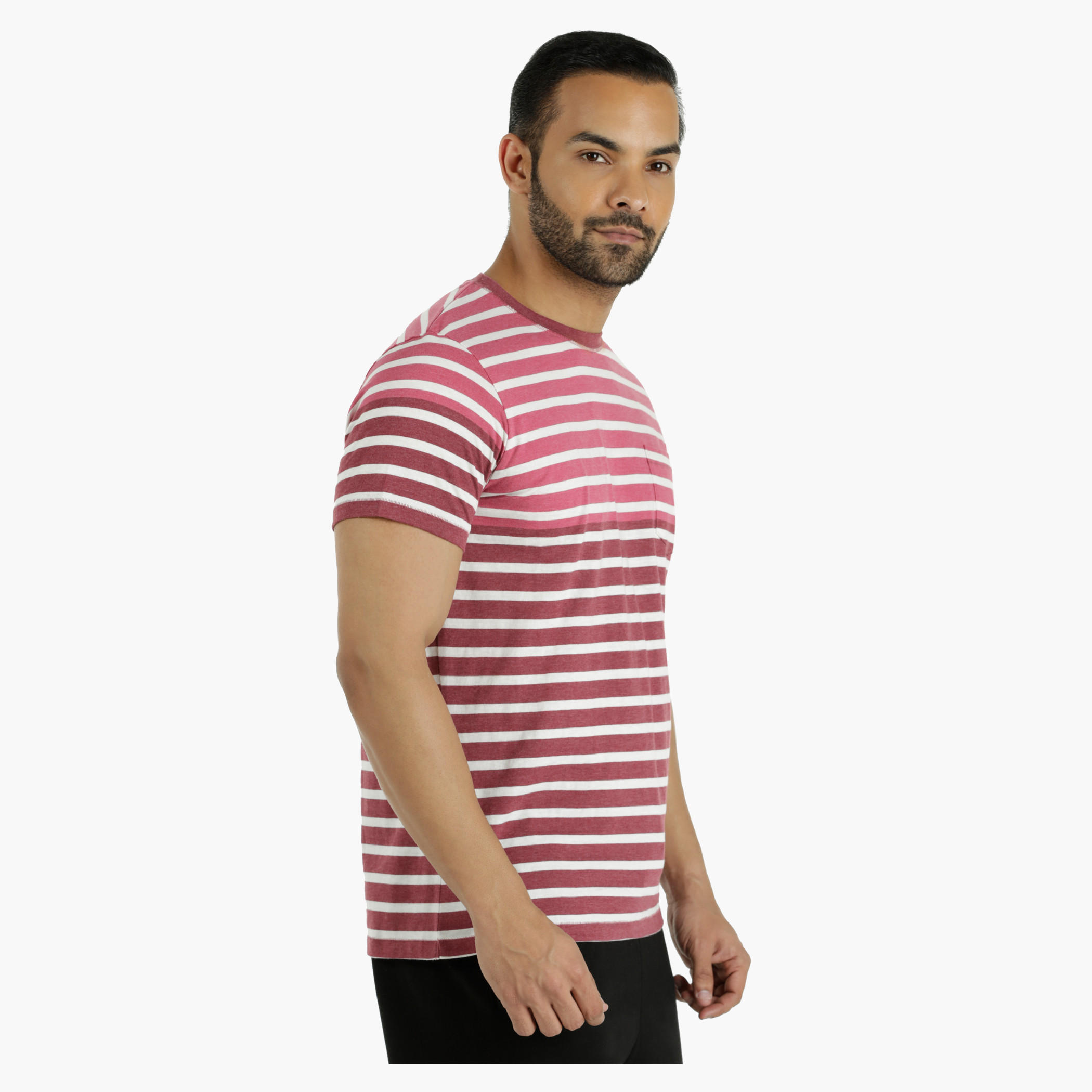 Casual T-Shirt with Crew Neck and Stripes in Regular Fit-men-clothing-tshirtsandpolos-tshirts-image-3