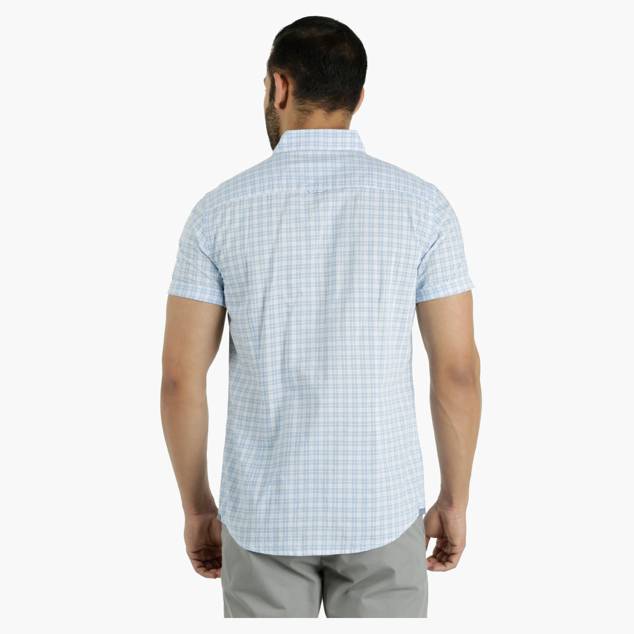 Cotton Chequered Shirt with Half Sleeves in Regular Fit-men-clothing-shirts-image-2