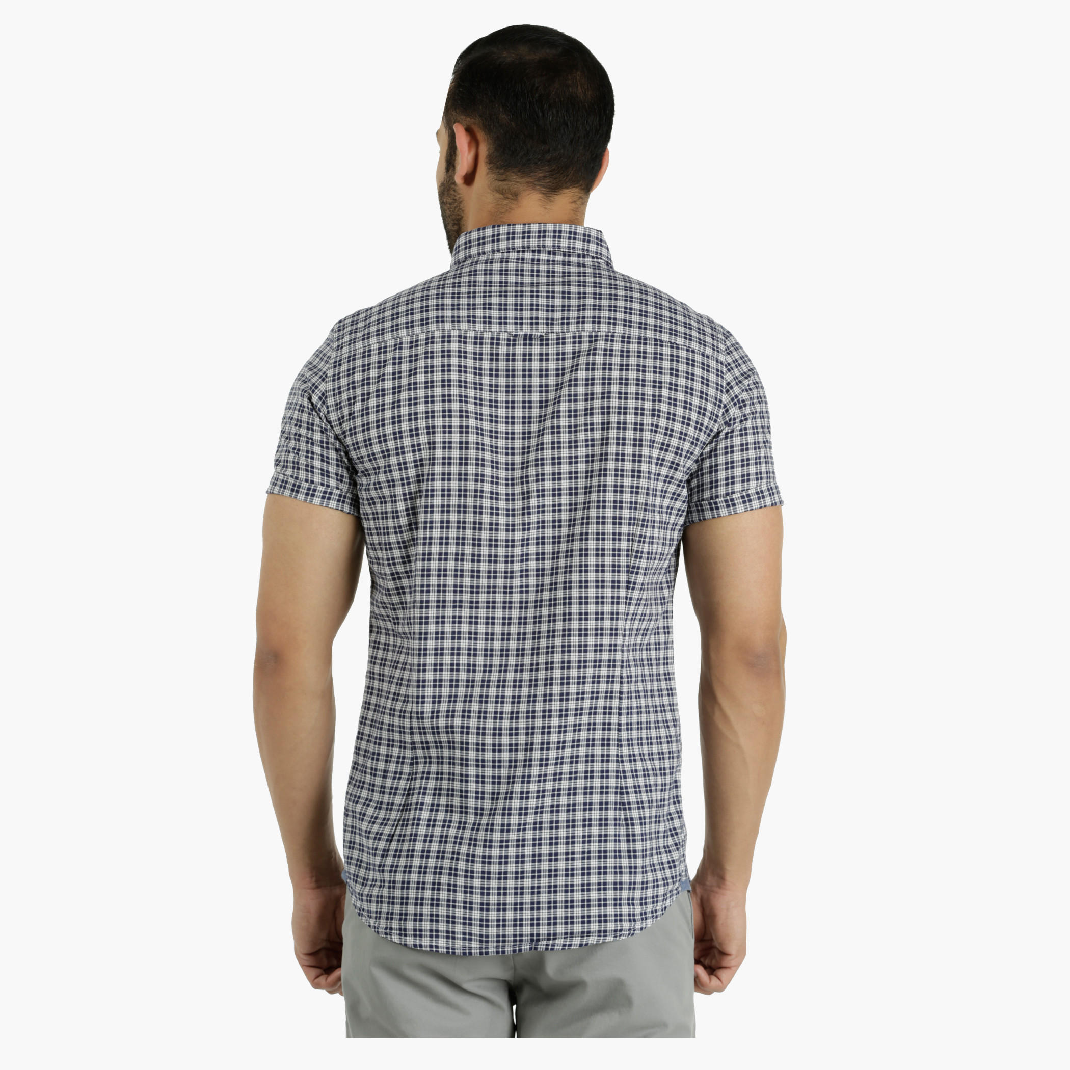 Cotton Chequered Shirt with Half Sleeves in Regular Fit-men-clothing-shirts-image-7