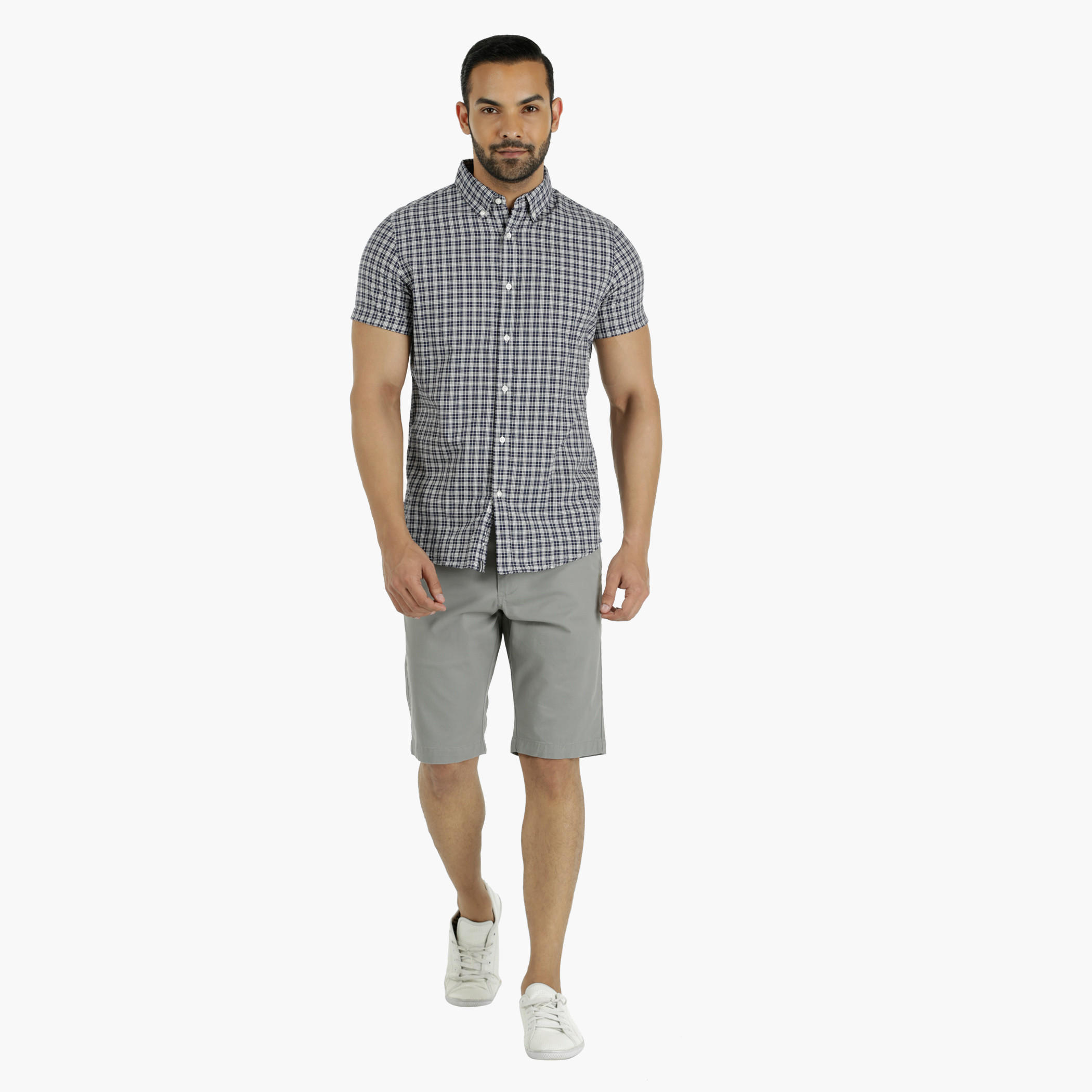 Cotton Chequered Shirt with Half Sleeves in Regular Fit-men-clothing-shirts-image-10