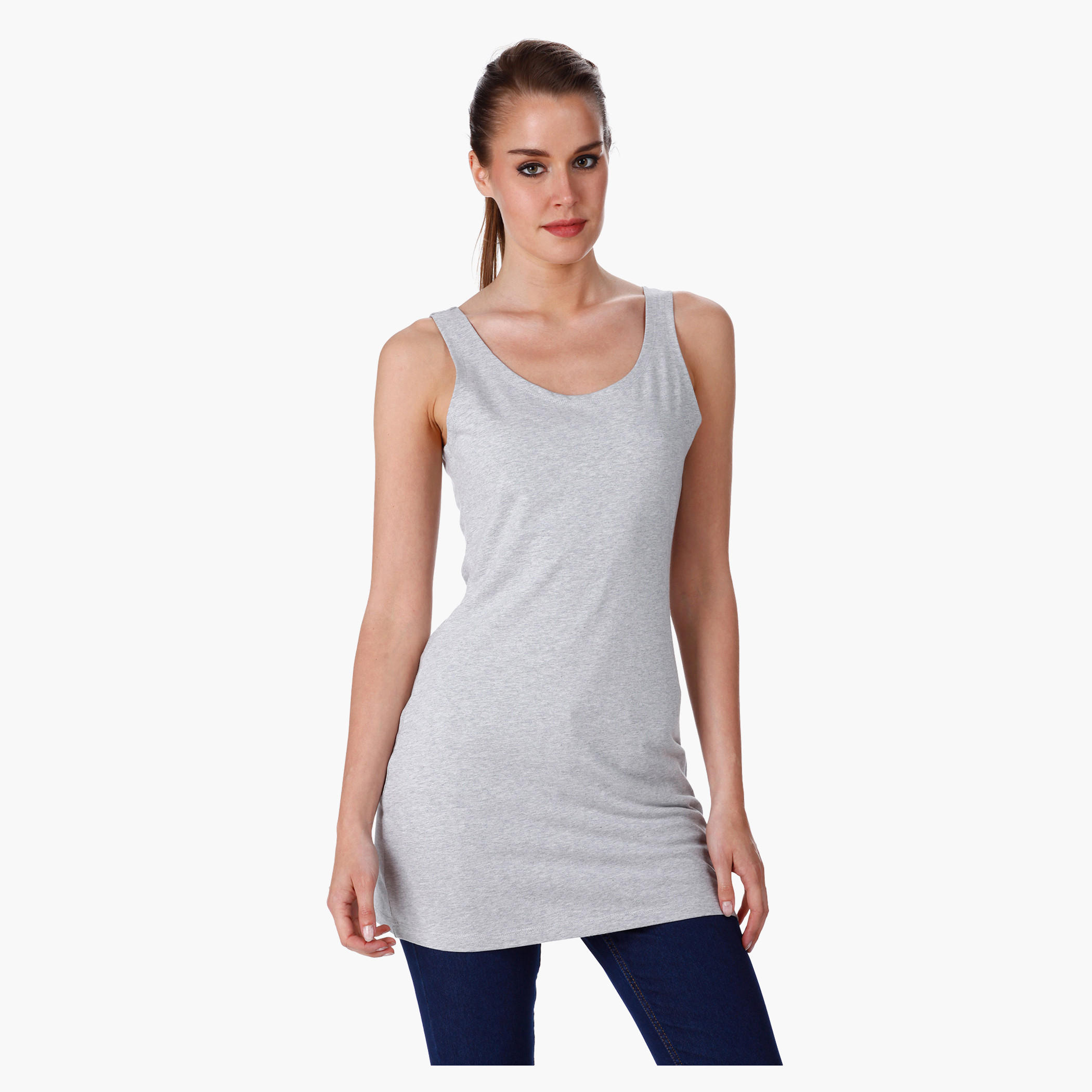 Sleeveless Long Vest with Crew Neck-women-clothing-tshirts-image-5
