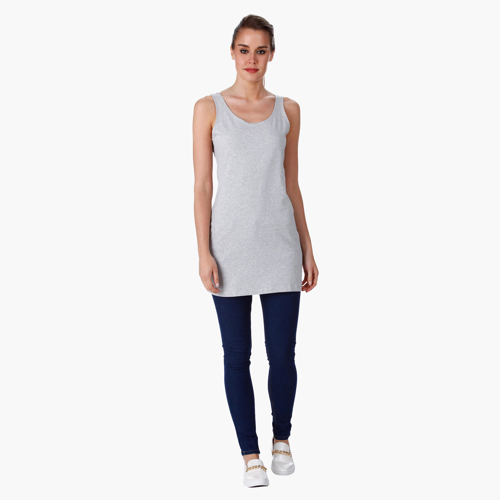 Sleeveless Long Vest with Crew Neck-women-clothing-tshirts-image-5