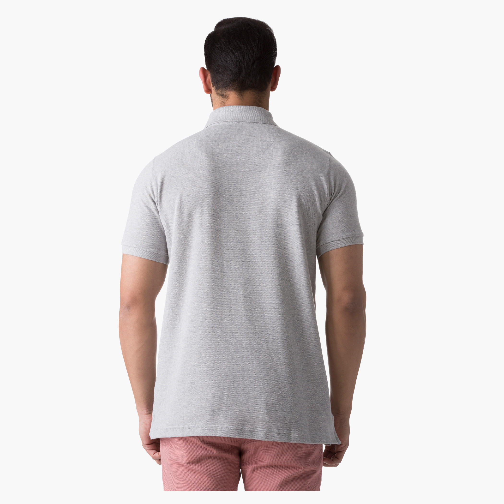 Basic Cotton Polo Neck T-Shirt with Short Sleeves-men-clothing-tshirtsandpolos-polos-image-2