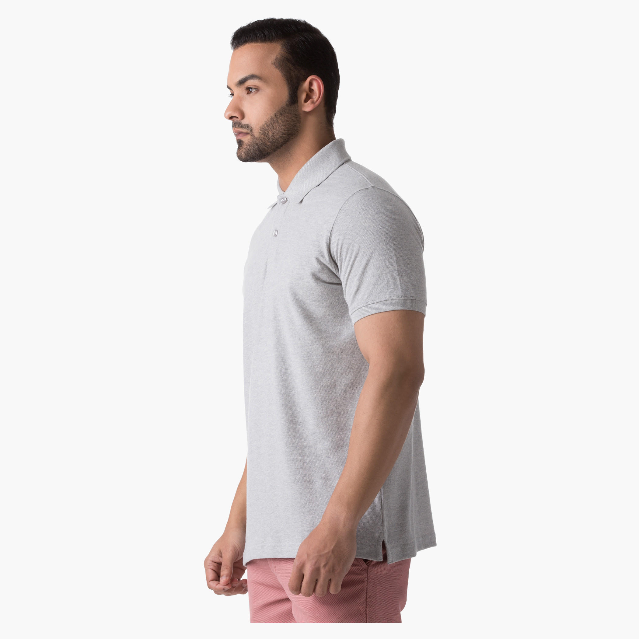 Basic Cotton Polo Neck T-Shirt with Short Sleeves-men-clothing-tshirtsandpolos-polos-image-3