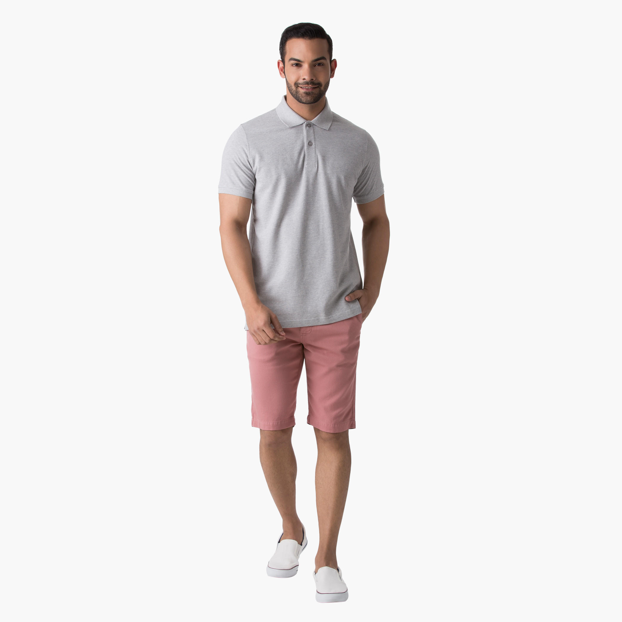 Basic Cotton Polo Neck T-Shirt with Short Sleeves-men-clothing-tshirtsandpolos-polos-image-5