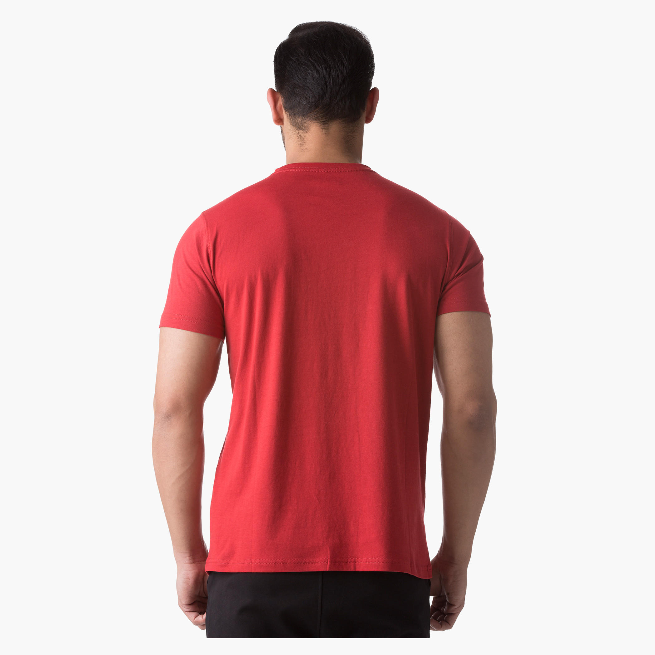 Basic Screen Printed Cotton T-Shirt with Short Sleeves and Crew Neck-men-clothing-tshirtsandpolos-tshirts-image-2