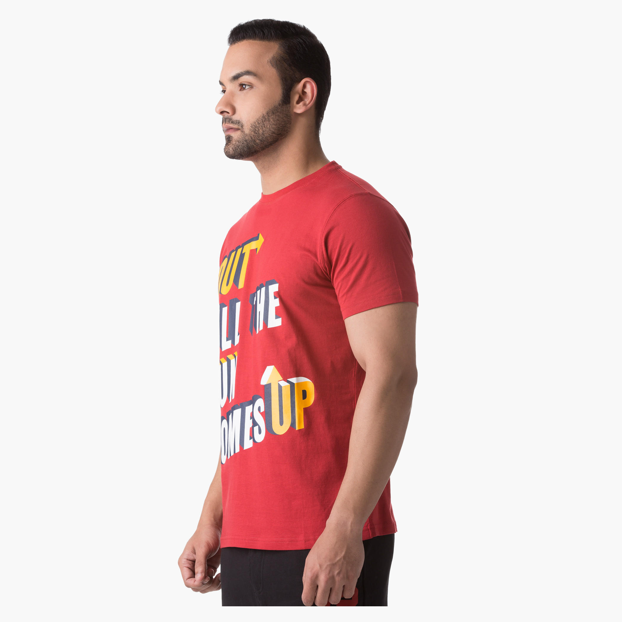 Basic Screen Printed Cotton T-Shirt with Short Sleeves and Crew Neck-men-clothing-tshirtsandpolos-tshirts-image-3