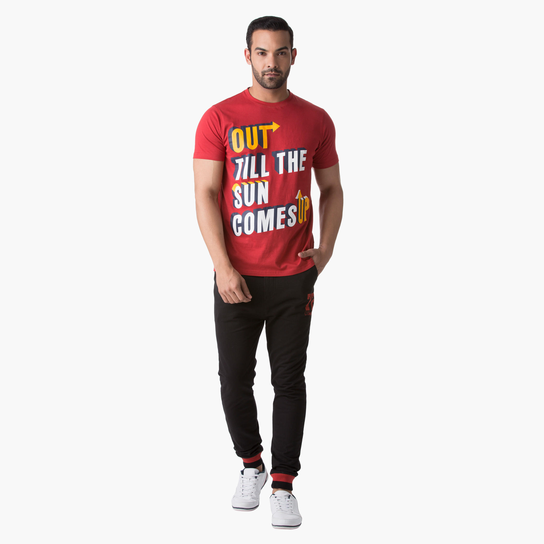 Basic Screen Printed Cotton T-Shirt with Short Sleeves and Crew Neck-men-clothing-tshirtsandpolos-tshirts-image-5