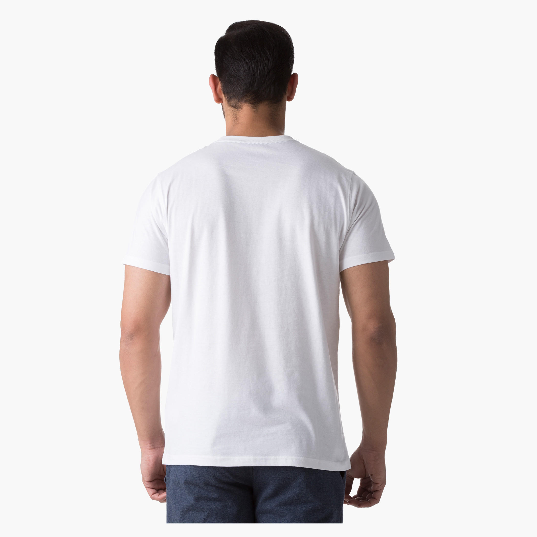 Basic Screen Printed Cotton T-Shirt with Short Sleeves and Crew Neck-men-clothing-tshirtsandpolos-tshirts-image-2
