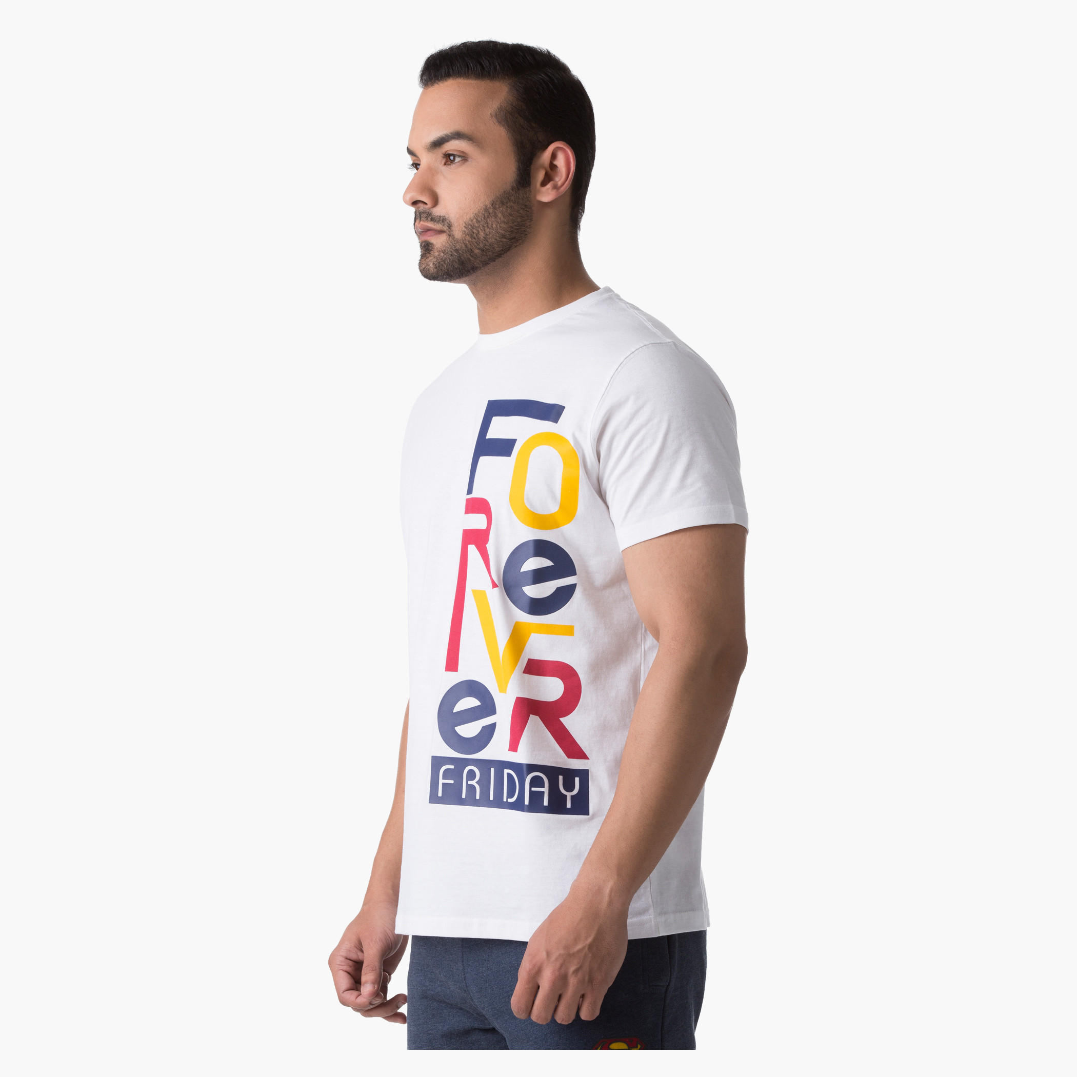 Basic Screen Printed Cotton T-Shirt with Short Sleeves and Crew Neck-men-clothing-tshirtsandpolos-tshirts-image-3
