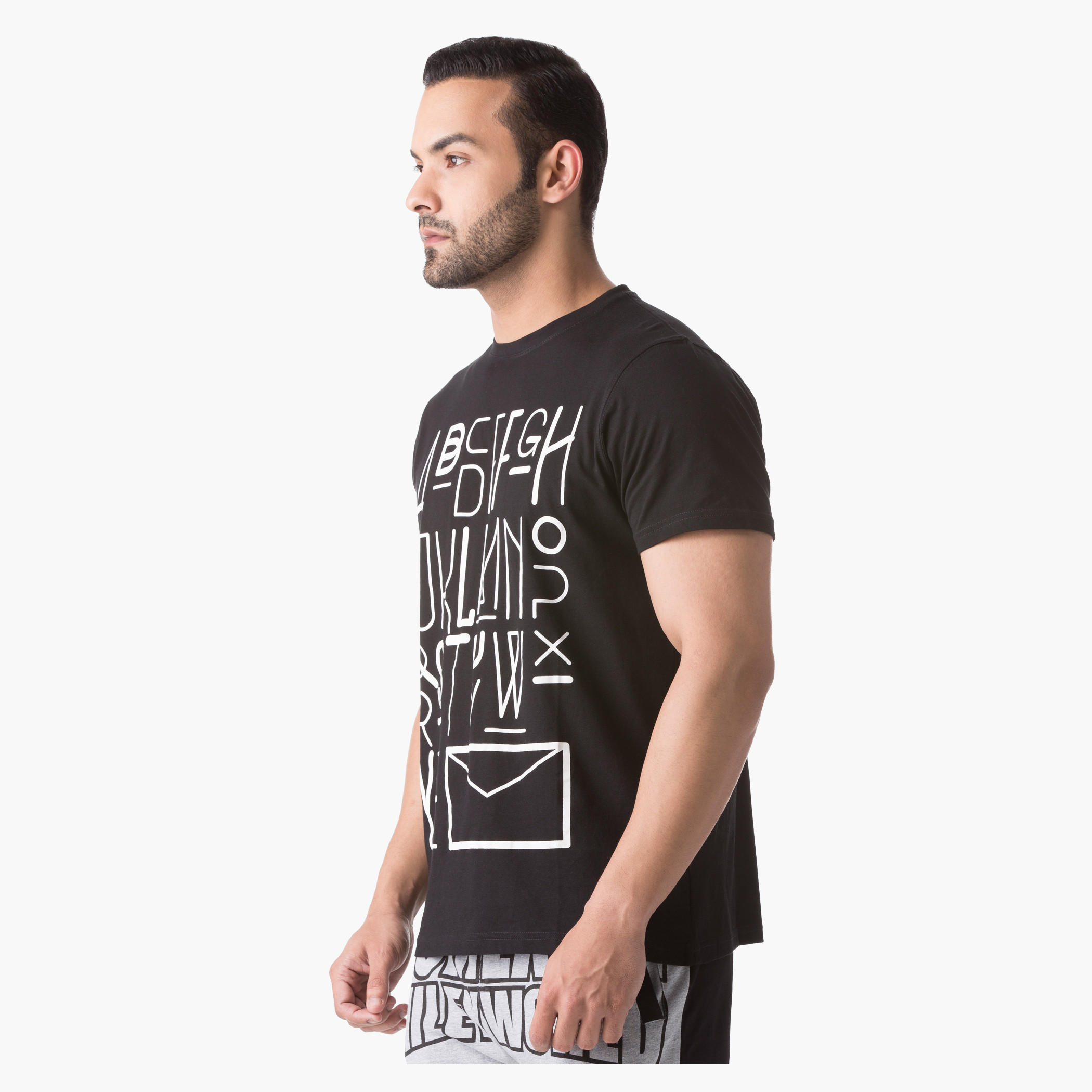 Basic Screen Printed Cotton T-Shirt with Short Sleeves and Crew Neck-men-clothing-tshirtsandpolos-tshirts-image-3