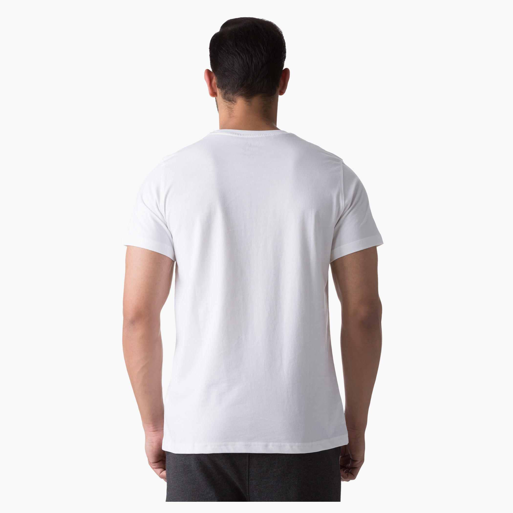 Basic Screen Printed Cotton T-Shirt with Short Sleeves and Crew Neck-men-clothing-tshirtsandpolos-tshirts-image-2