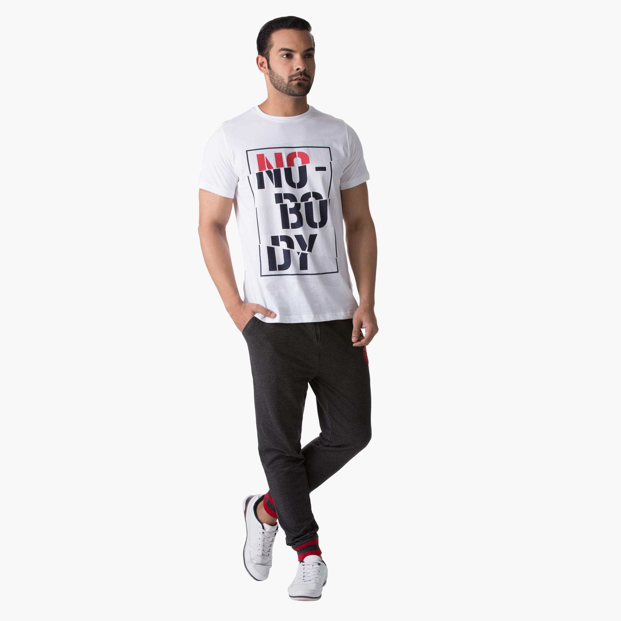 Basic Screen Printed Cotton T-Shirt with Short Sleeves and Crew Neck-men-clothing-tshirtsandpolos-tshirts-image-5