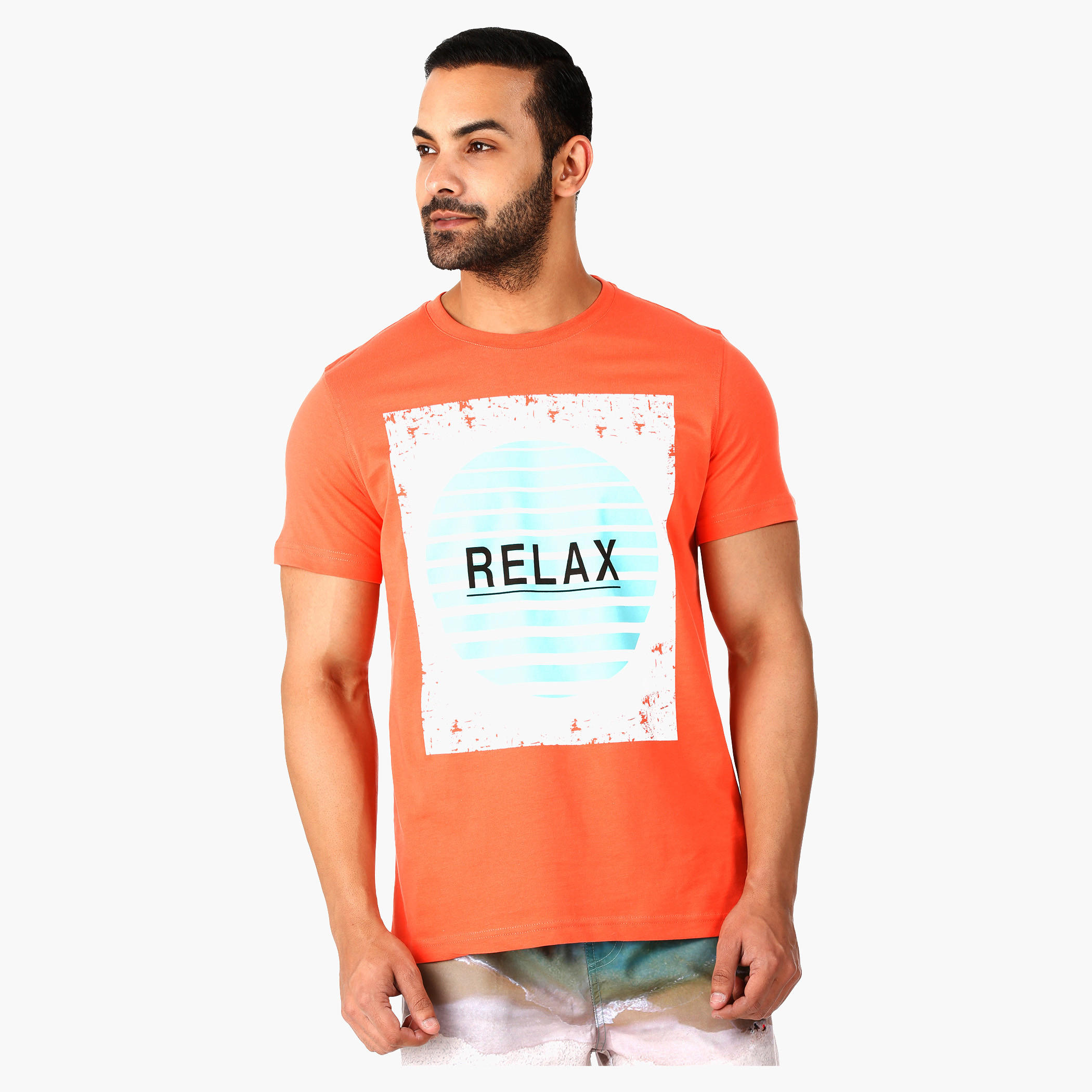 Printed Cotton Crew Neck T-Shirt with Short Sleeves-men-clothing-tshirtsandpolos-tshirts-image-1