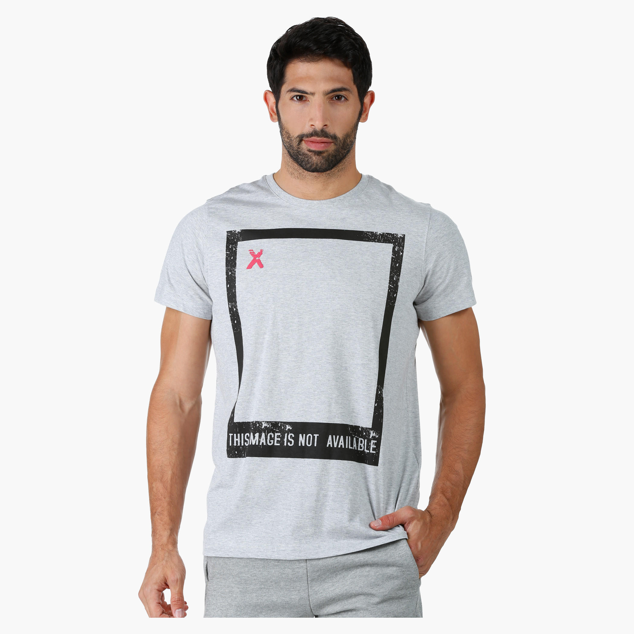 Crew Neck Cotton T-Shirt with Graphic Print and Short Sleeves-men-clothing-tshirtsandpolos-tshirts-image-1