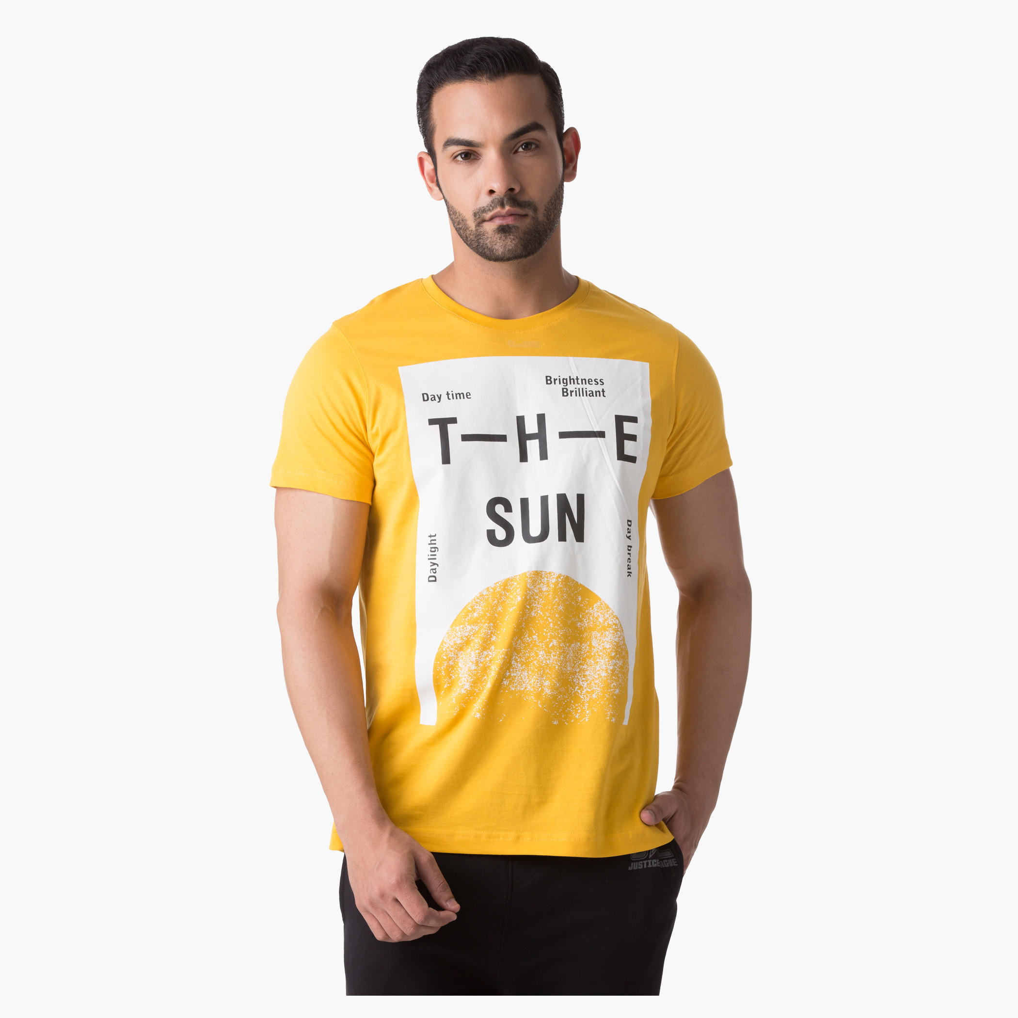 Basic Screen Printed Cotton T-Shirt with Short Sleeves and Crew Neck-men-clothing-tshirtsandpolos-tshirts-image-1