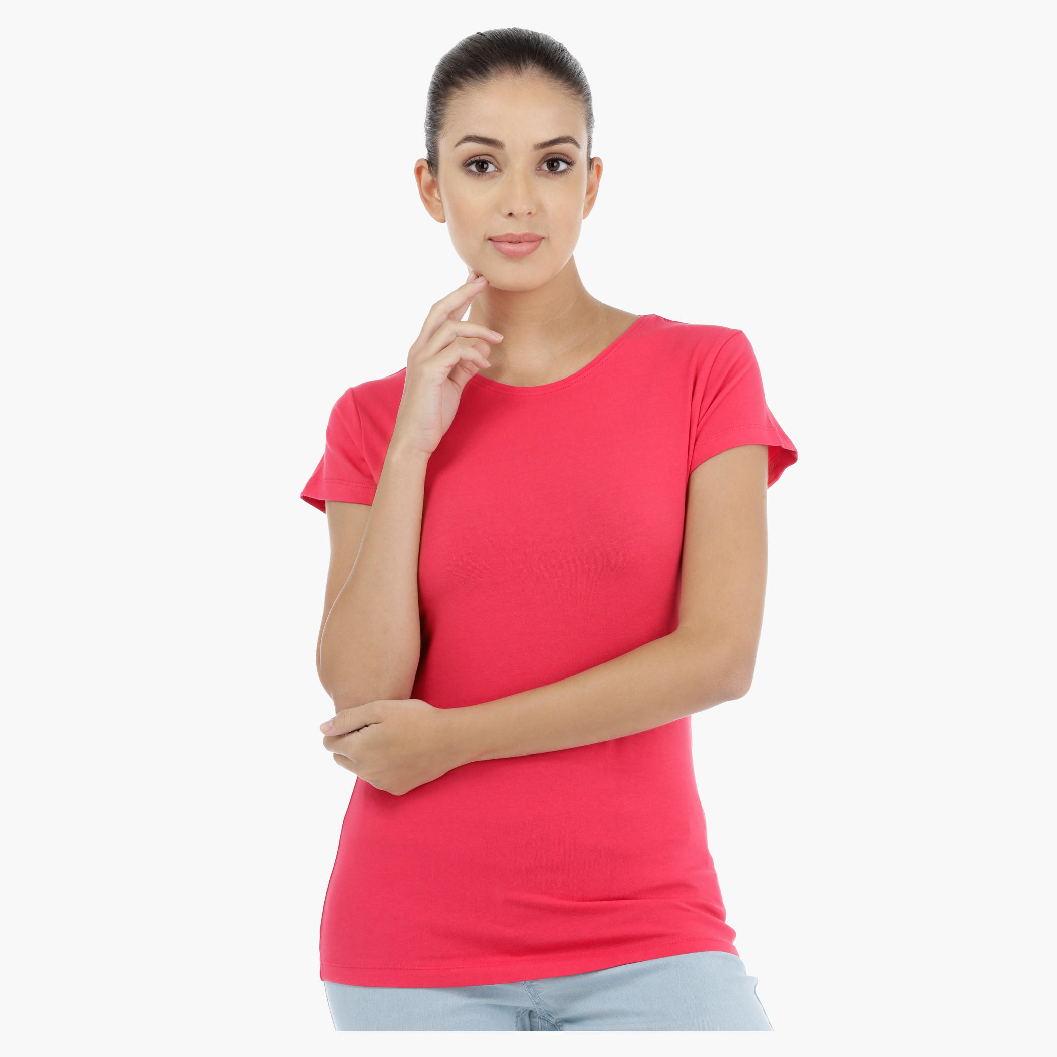 Round Neck T-Shirt with Short Sleeves-women-clothing-tshirts-image-5