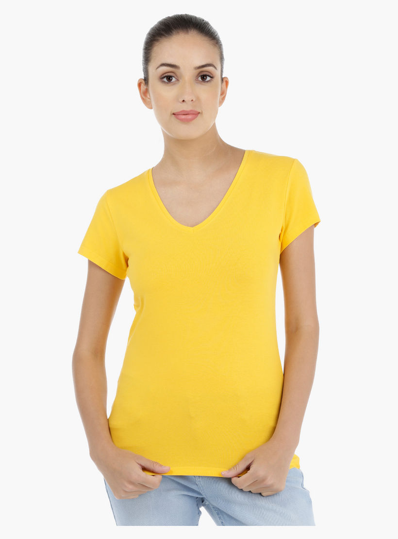 Round Neck T-Shirt with Short Sleeves-women-clothing-tshirts-image-1