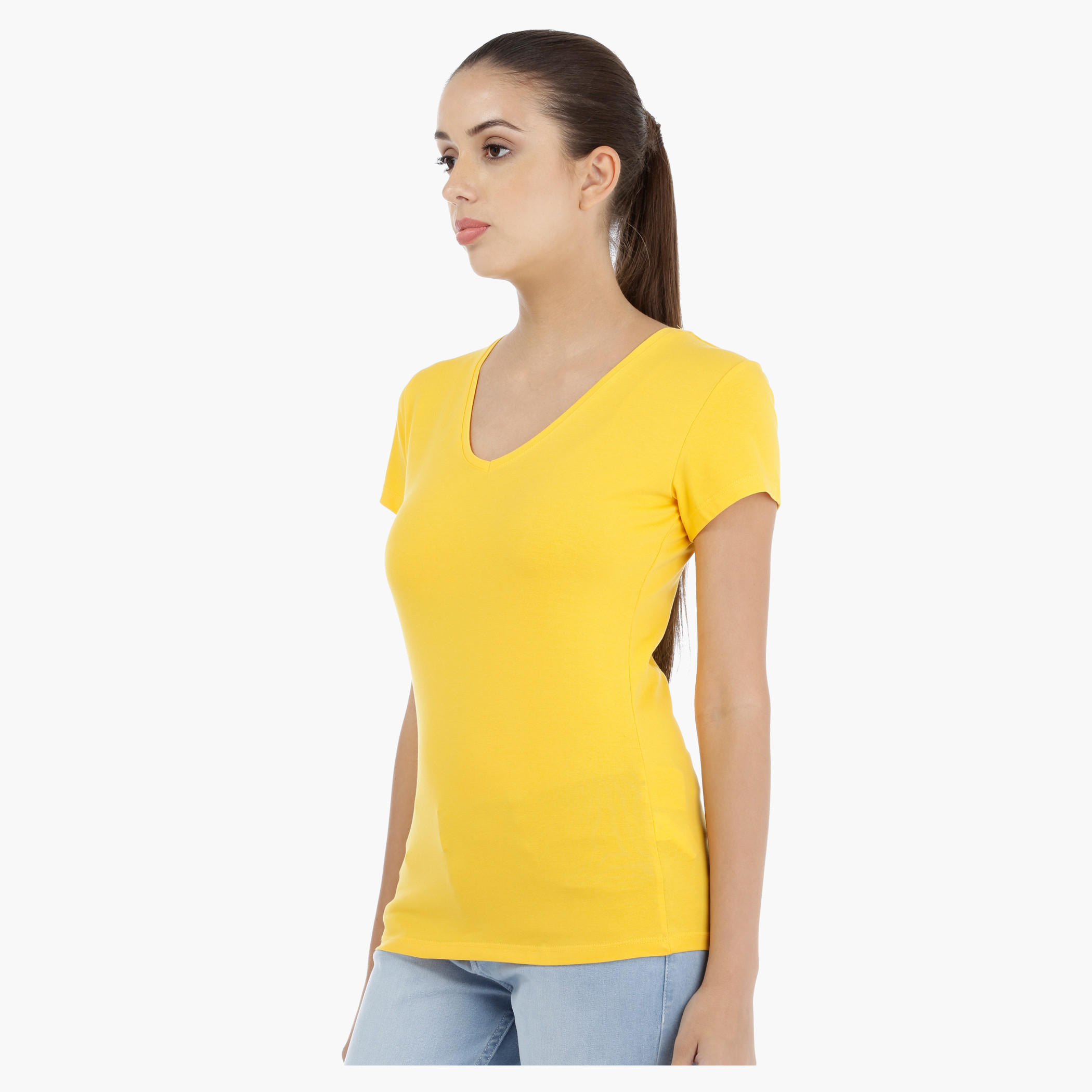 Round Neck T-Shirt with Short Sleeves-women-clothing-tshirts-image-3