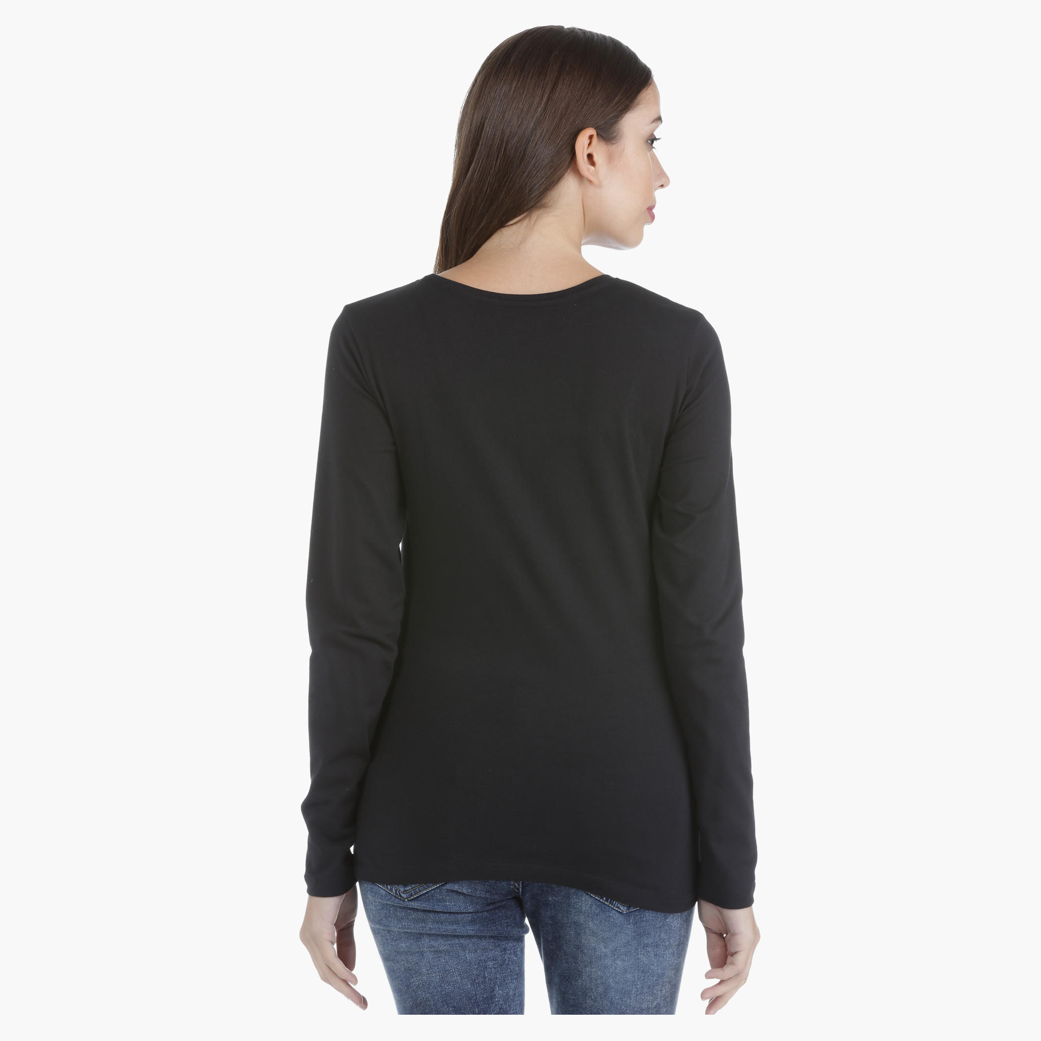 Basic T-Shirt with Long Sleeves and Crew Neck in Regular Fit-women-clothing-tshirts-image-2