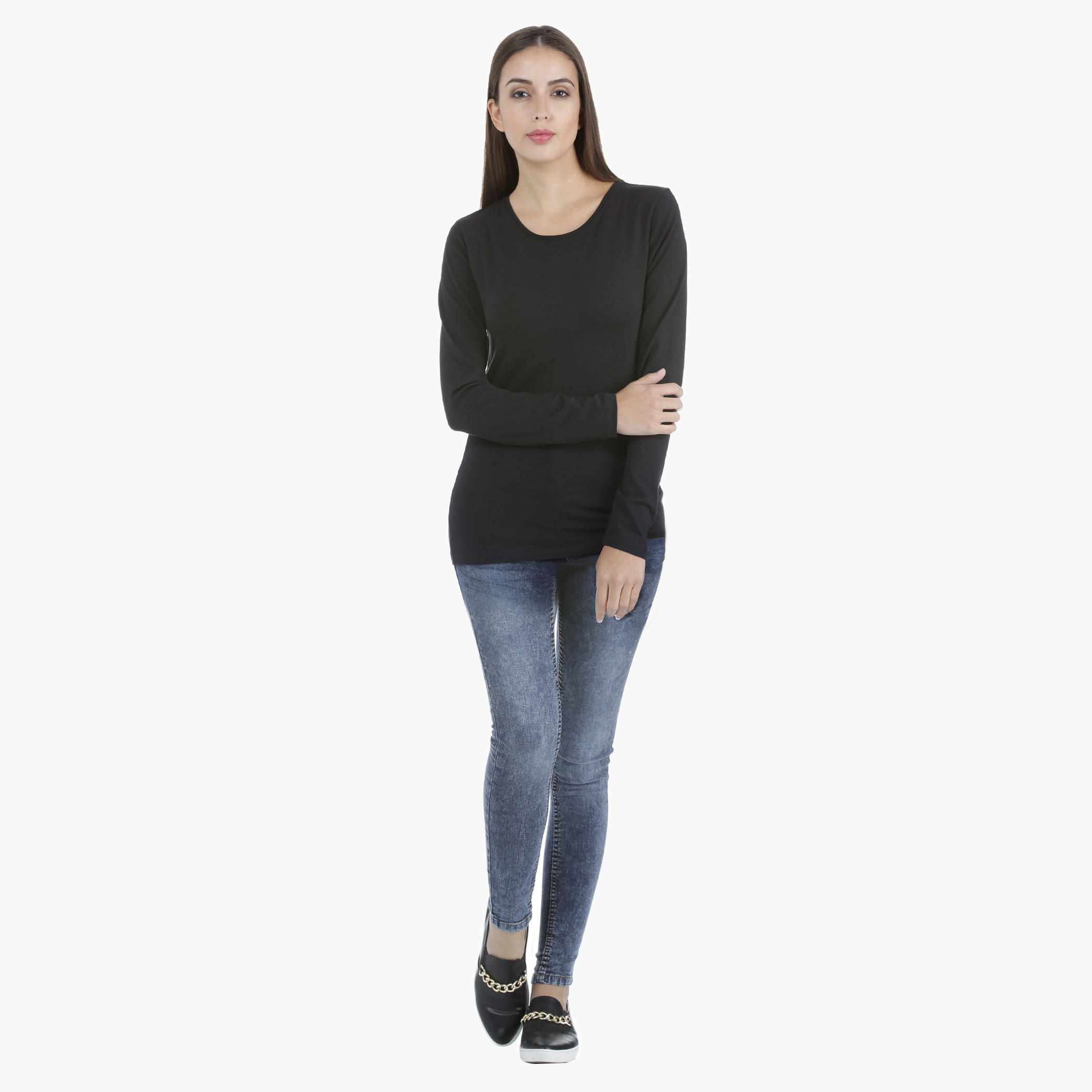 Basic T-Shirt with Long Sleeves and Crew Neck in Regular Fit-women-clothing-tshirts-image-5