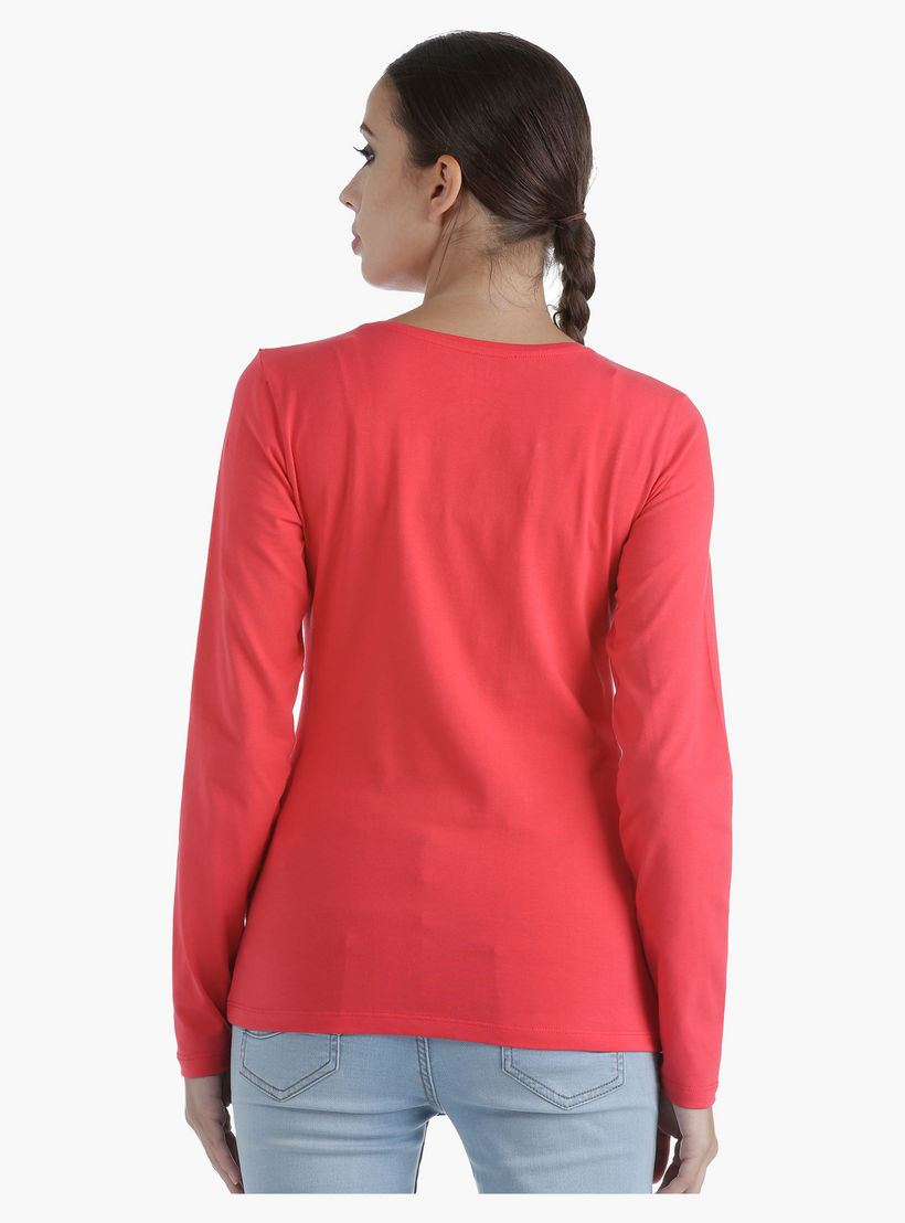 Basic Round Neck T-Shirt with Long Sleeves in Regular Fit-women-clothing-tshirts-image-4