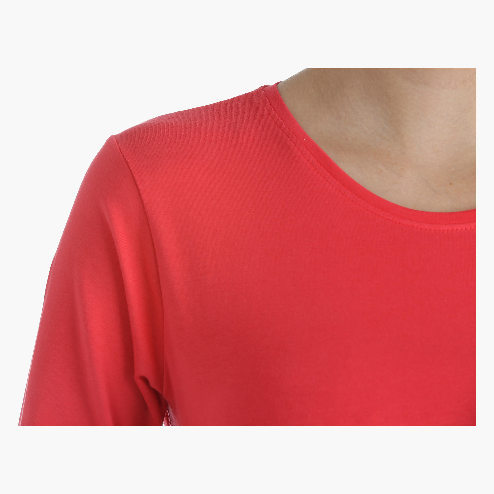 Basic Round Neck T-Shirt with Long Sleeves in Regular Fit-women-clothing-tshirts-image-2