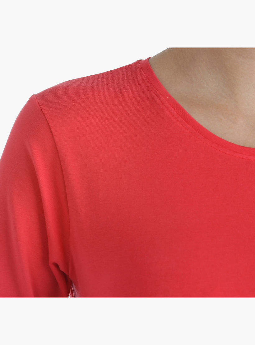 Basic Round Neck T-Shirt with Long Sleeves in Regular Fit-women-clothing-tshirts-image-2