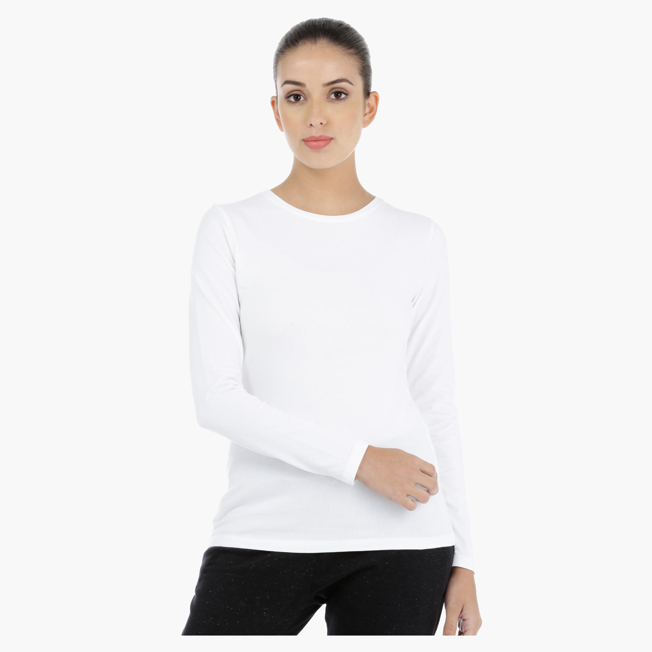 Round Neck T-Shirt with Long Sleeves-women-clothing-tshirts-image-1