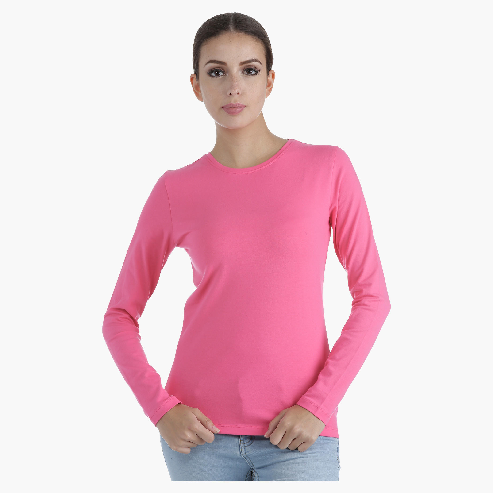 Basic Top with Crew Neck and Long Sleeves in Regular Fit-women-clothing-tshirts-image-5