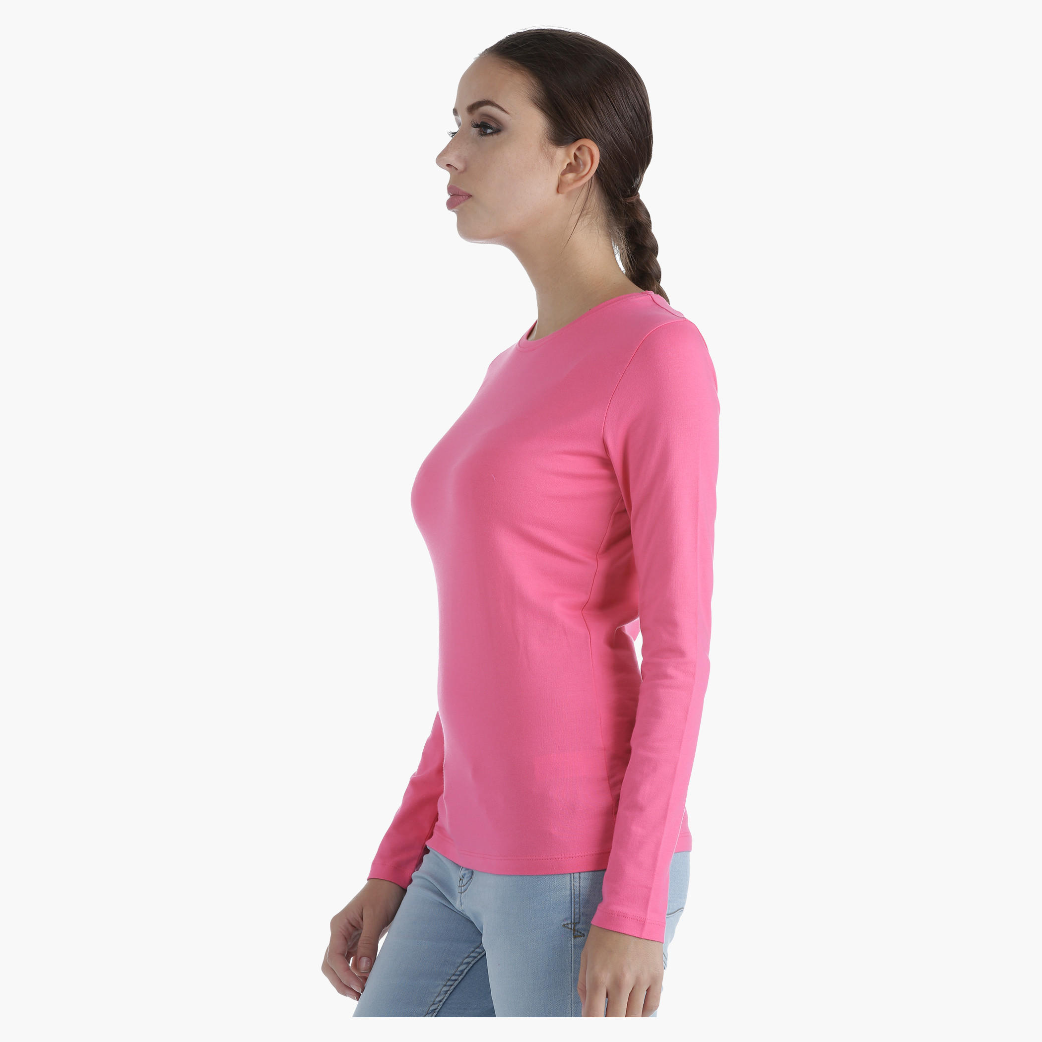 Basic Top with Crew Neck and Long Sleeves in Regular Fit-women-clothing-tshirts-image-3