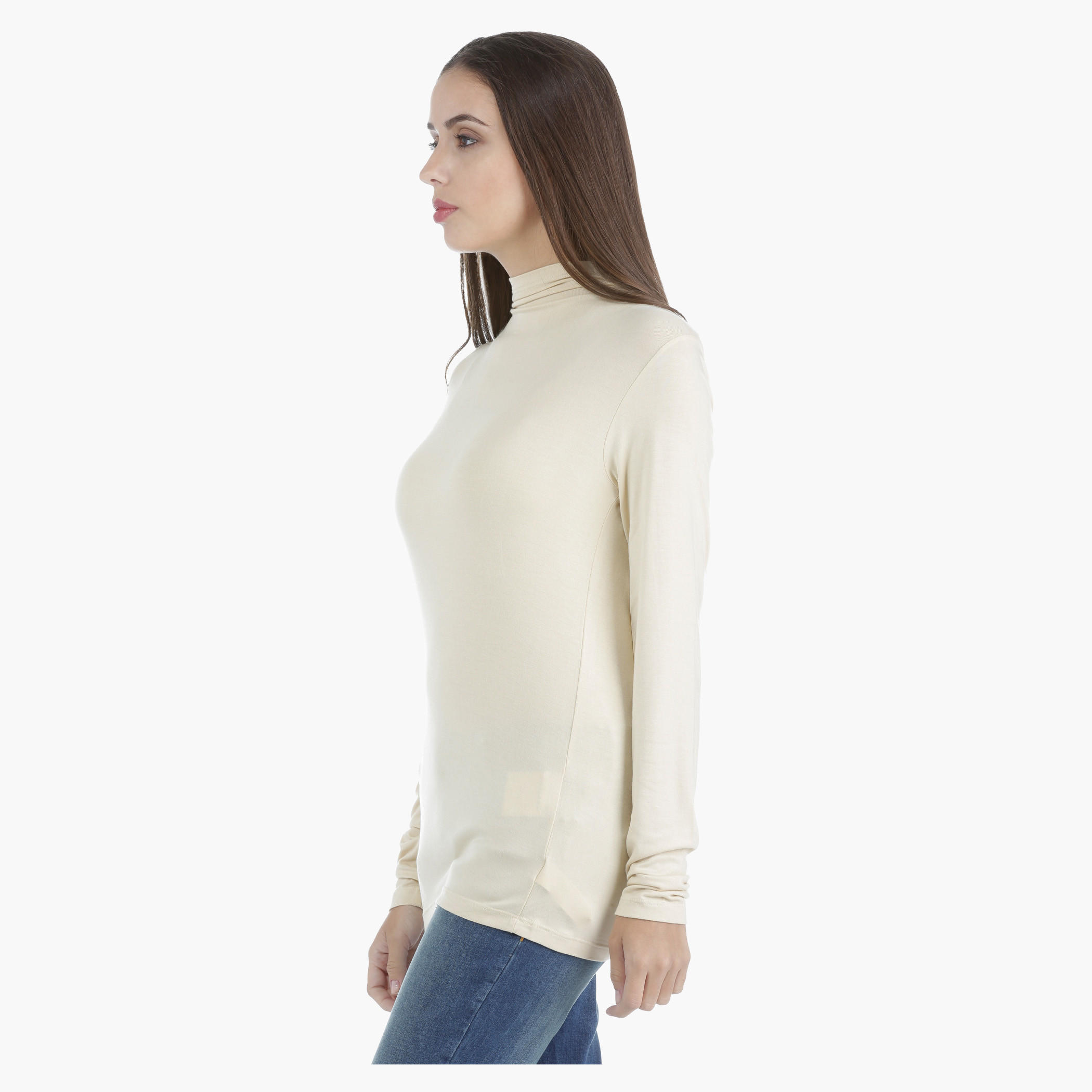 T-Shirt with Mock Turtle Neck in Regular Fit-women-clothing-tshirts-image-3