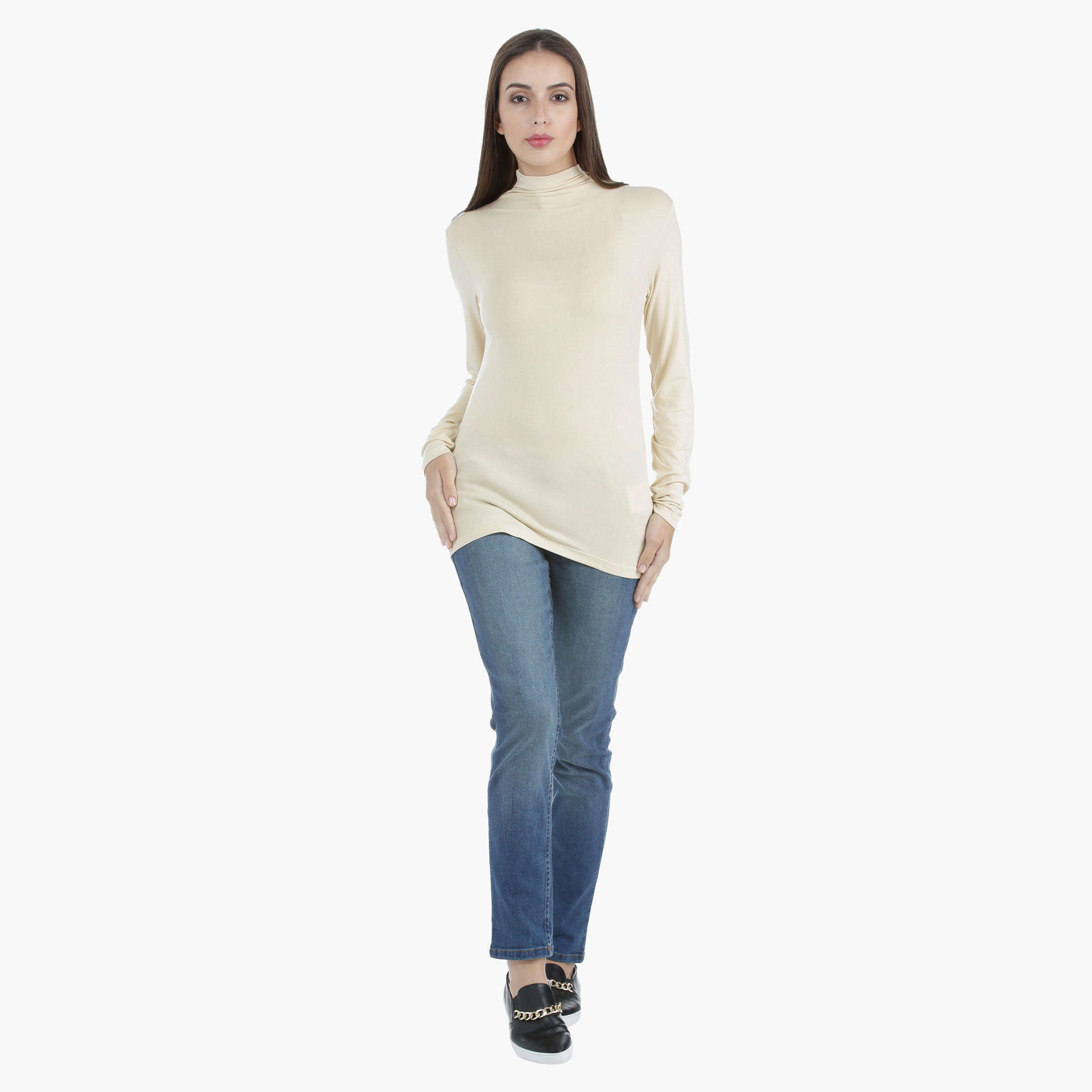 T-Shirt with Mock Turtle Neck in Regular Fit-women-clothing-tshirts-image-5