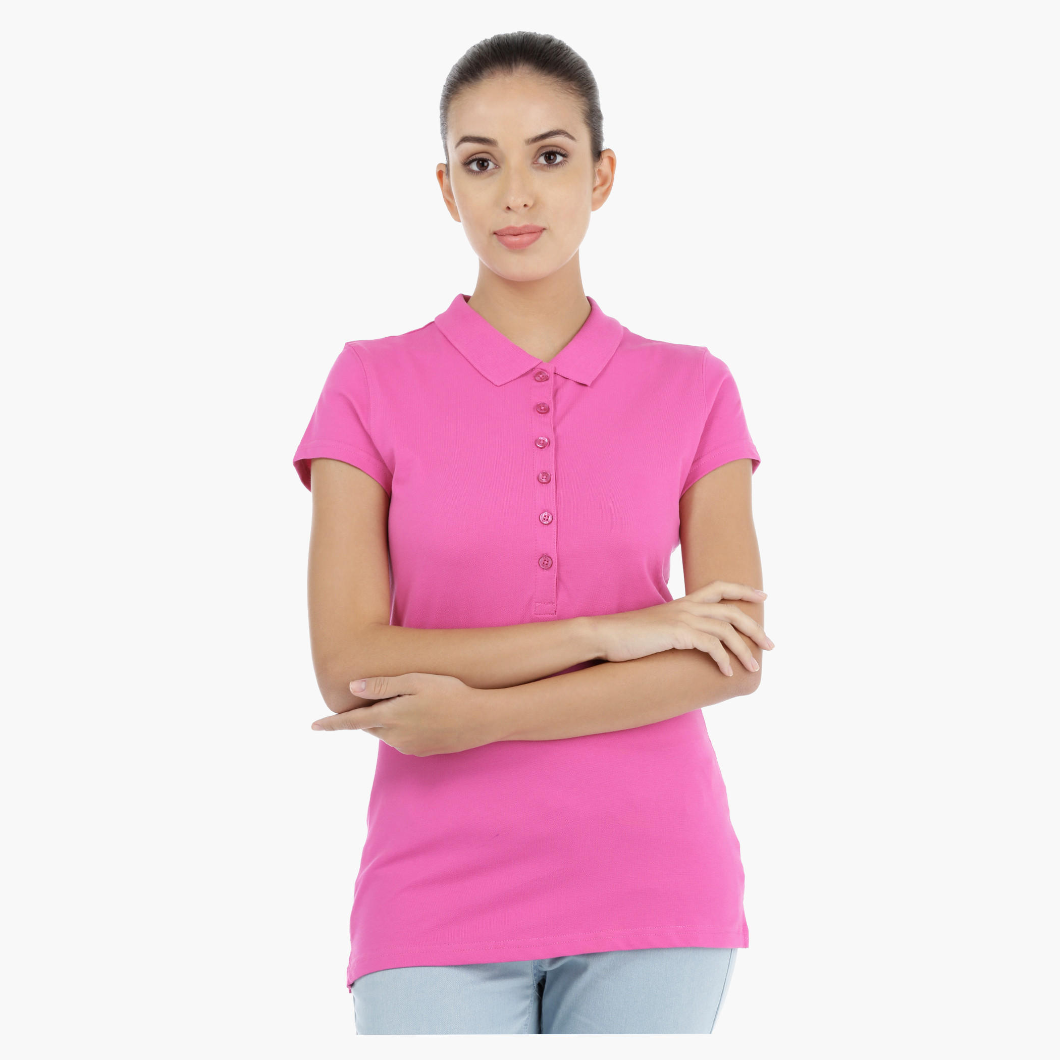Short Sleeves T-Shirt with Polo Neck-women-clothing-tshirts-image-5