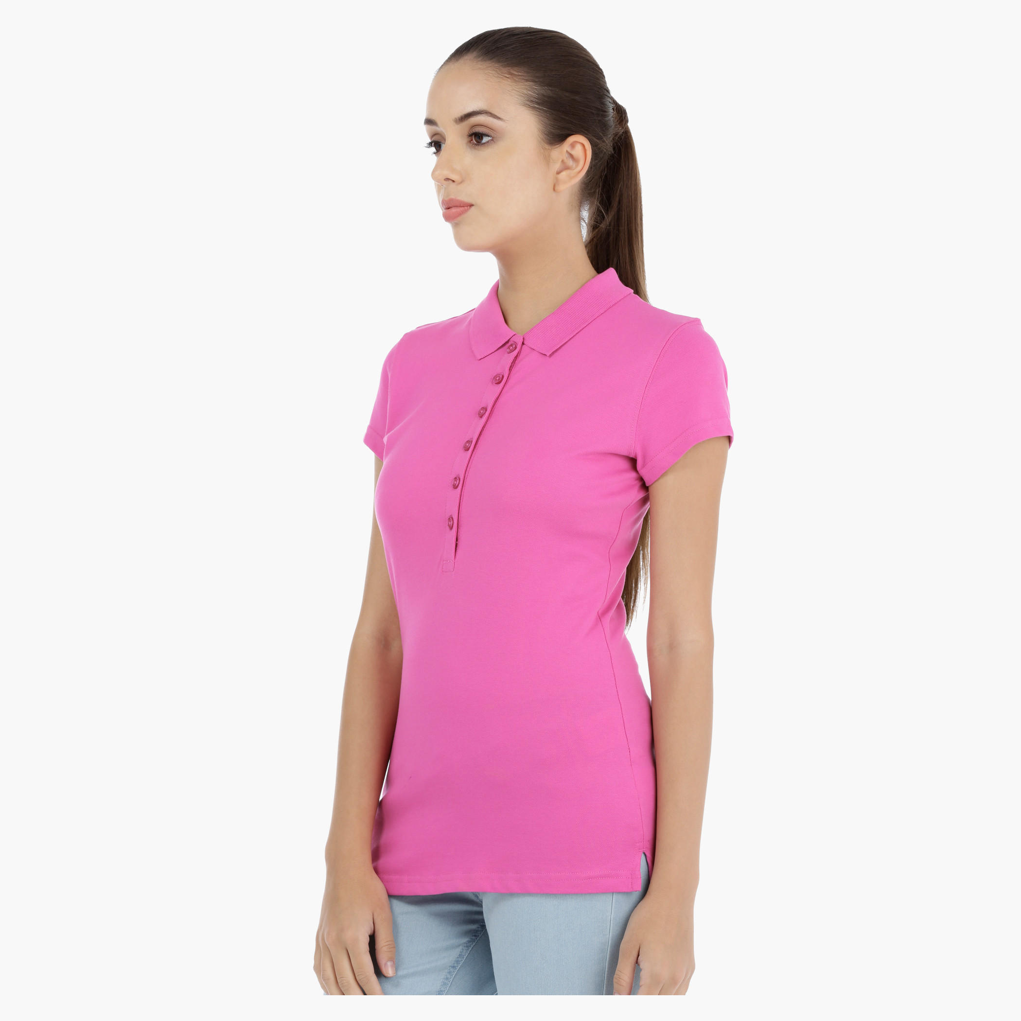 Short Sleeves T-Shirt with Polo Neck-women-clothing-tshirts-image-3