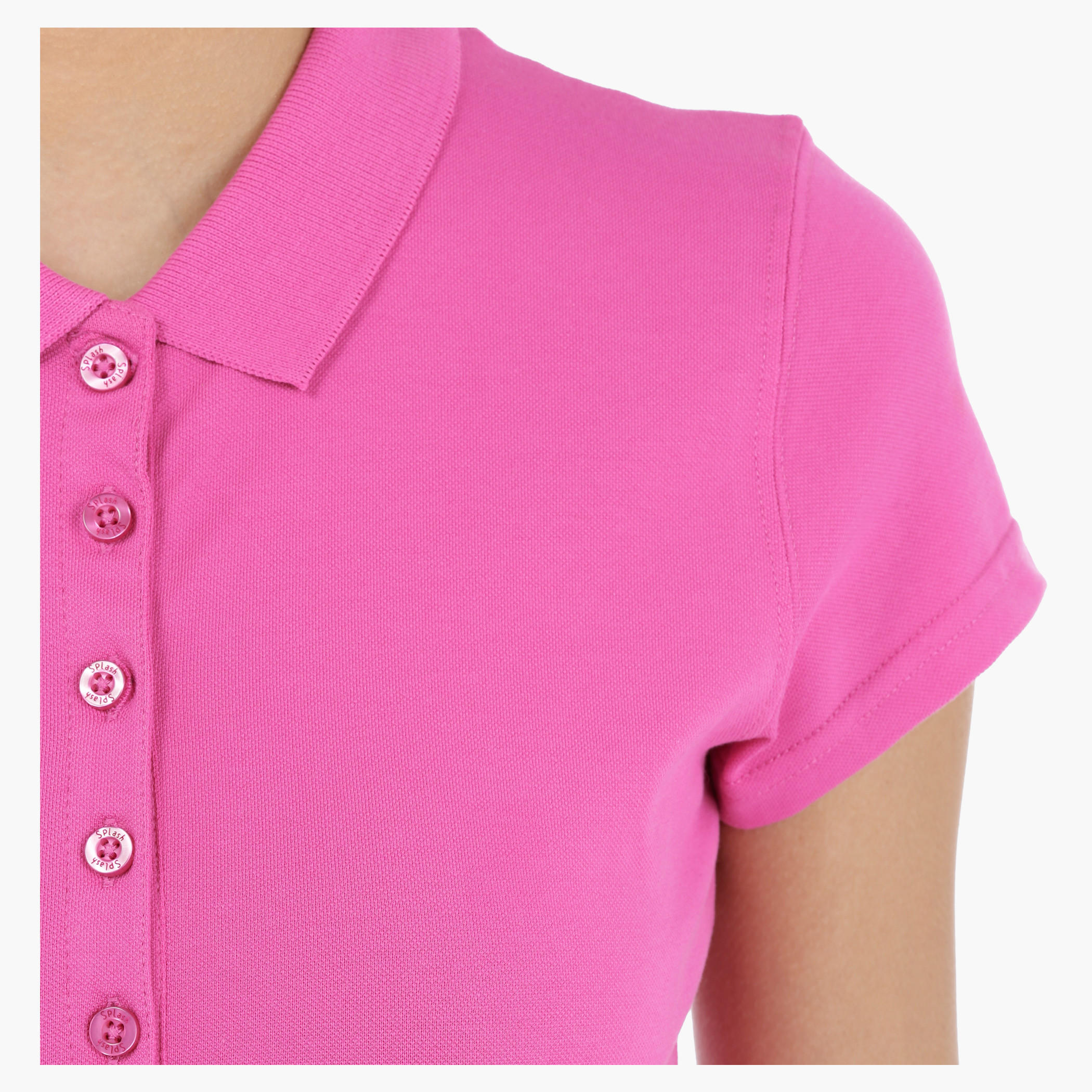 Short Sleeves T-Shirt with Polo Neck-women-clothing-tshirts-image-2