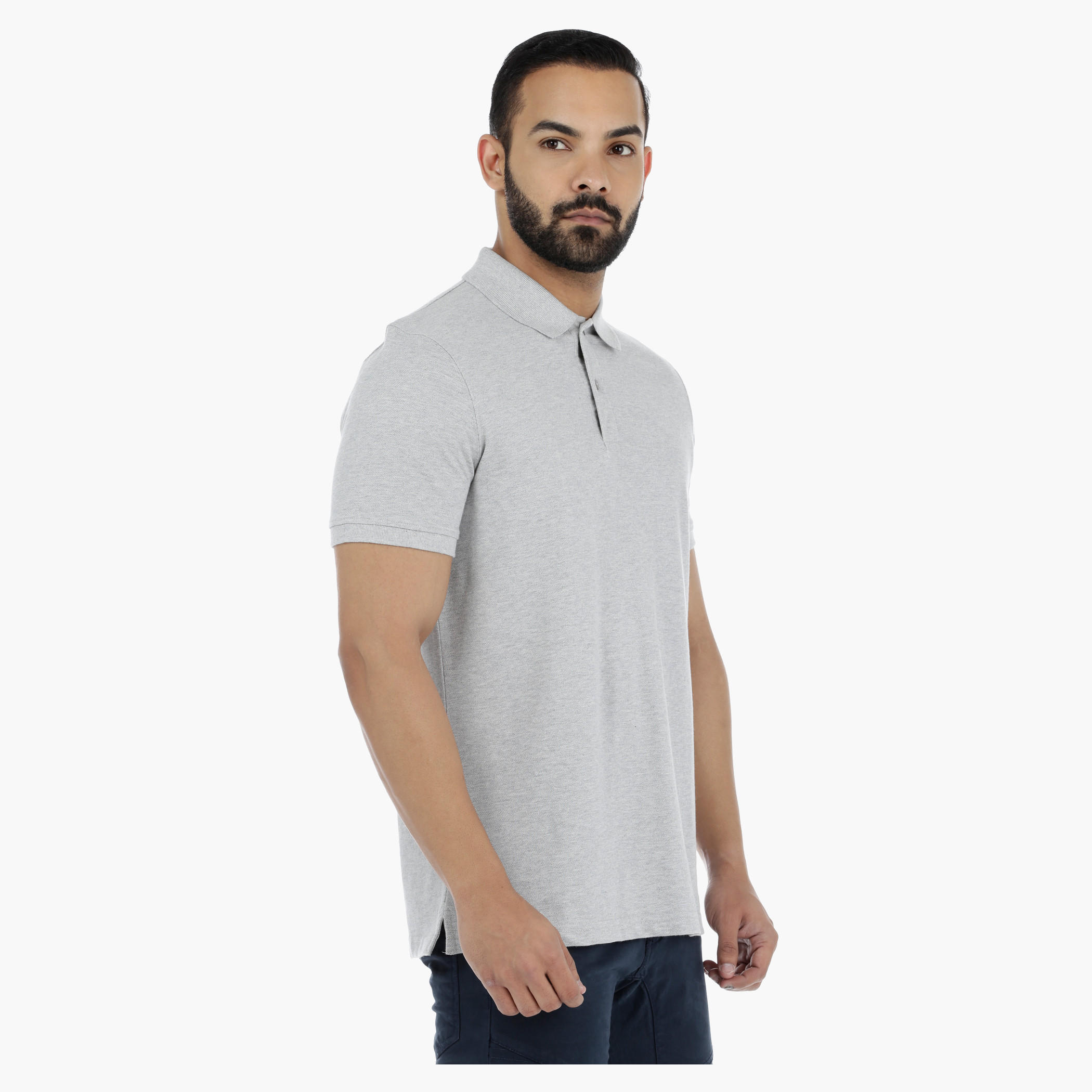 Pique Polo Neck T-Shirt with Short Sleeves-men-clothing-tshirtsandpolos-polos-image-3