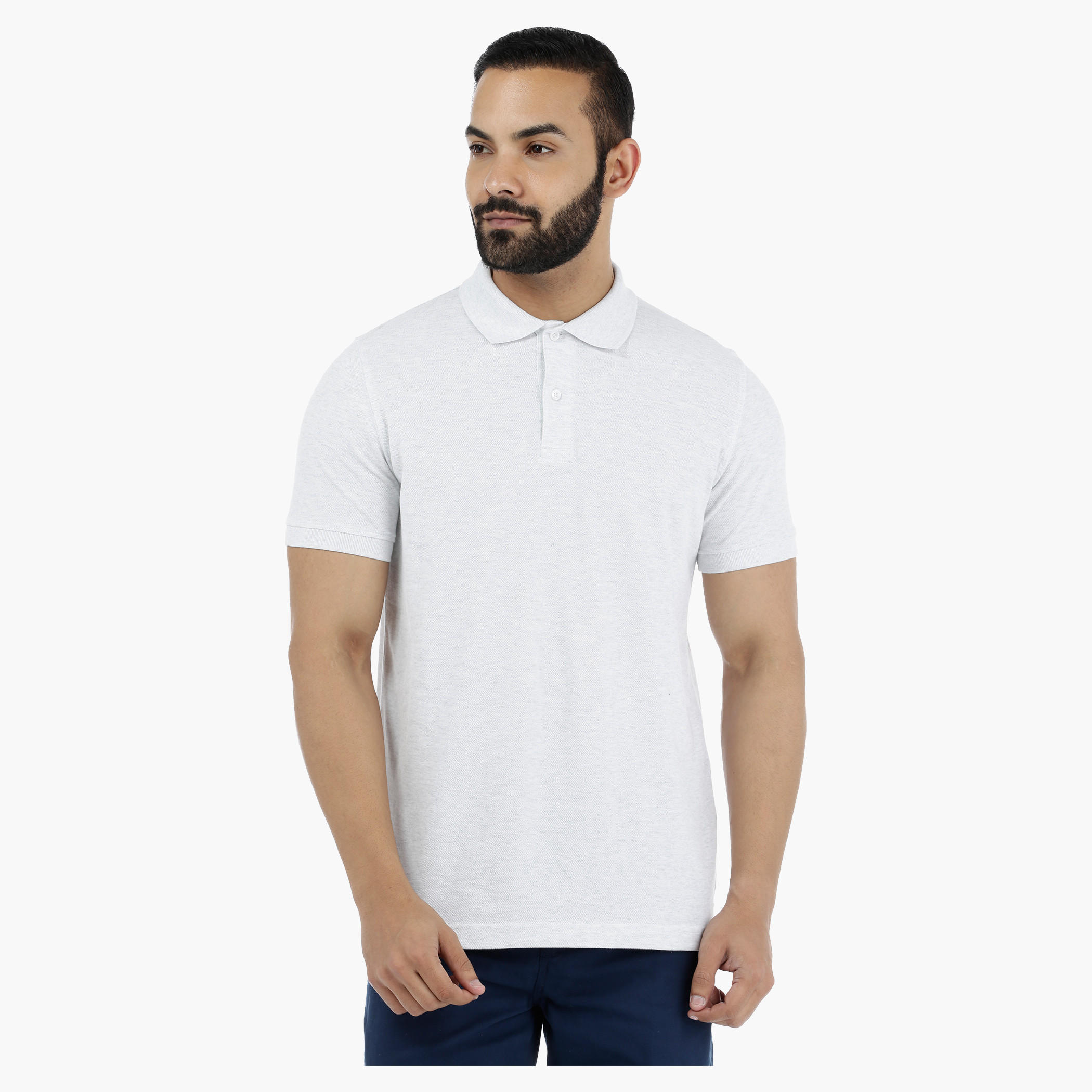 Pique Polo Neck T-Shirt with Short Sleeves-men-clothing-tshirtsandpolos-polos-image-1