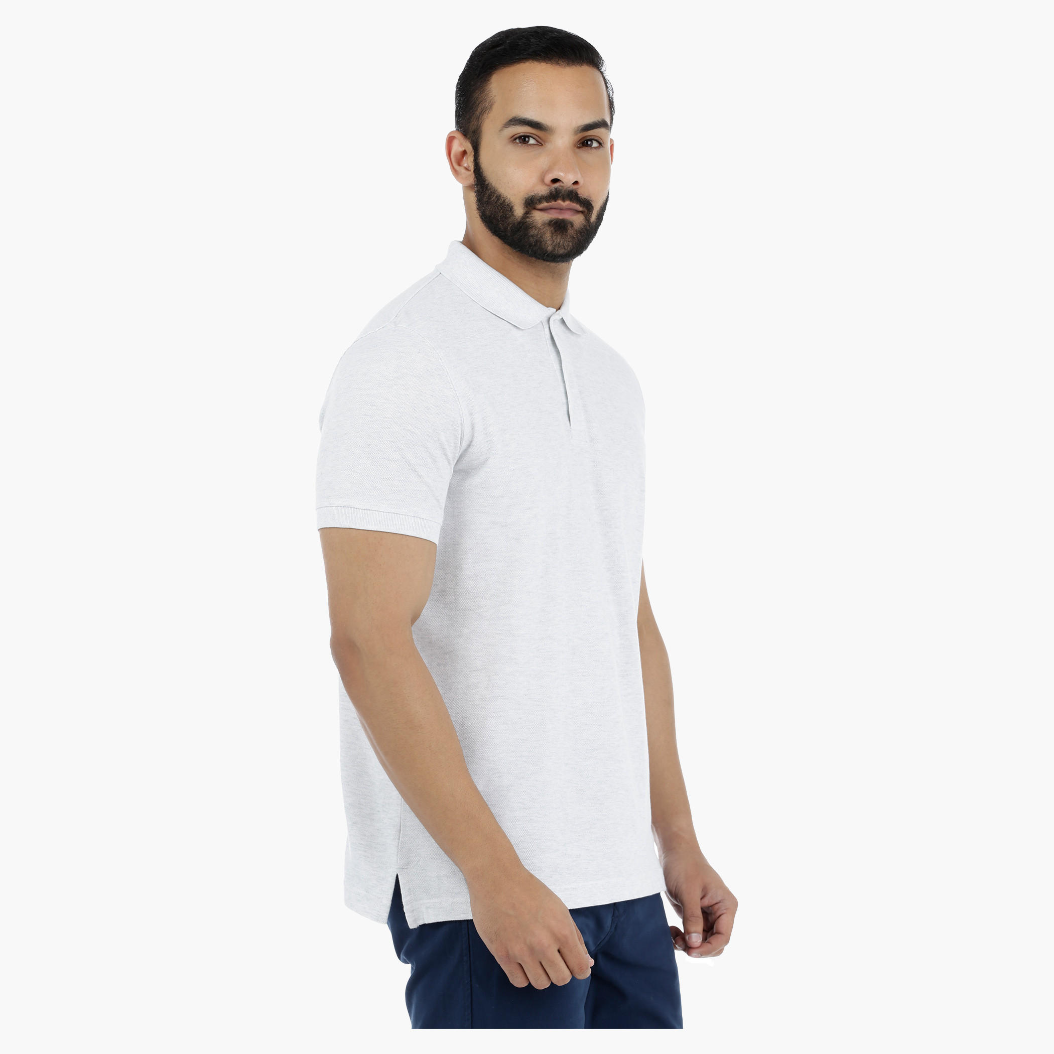 Pique Polo Neck T-Shirt with Short Sleeves-men-clothing-tshirtsandpolos-polos-image-3
